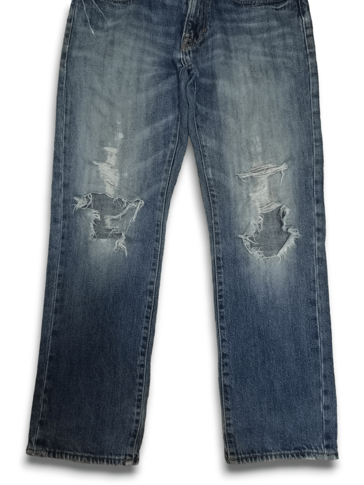 Japanese Brand Vintage Japanese Brand Blue Wash Distressed Jeans 29x26 Size US 29 - 9 Thumbnail