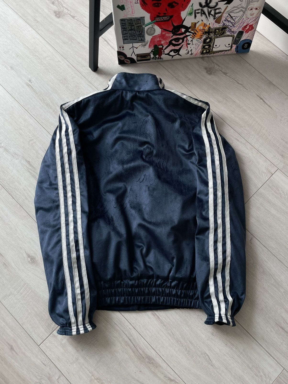 Other Napoleon Adidas Track Jacket Style Y2K Velour Dark Blue Size M / US 6-8 / IT 42-44 - 6 Thumbnail