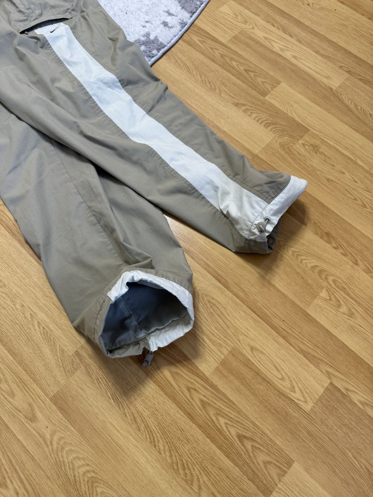 Nike × Vintage Y2K 90s Nike Nylon Pants Track Drill beige Cream Swoosh Size US 34 / EU 50 - 14 Thumbnail
