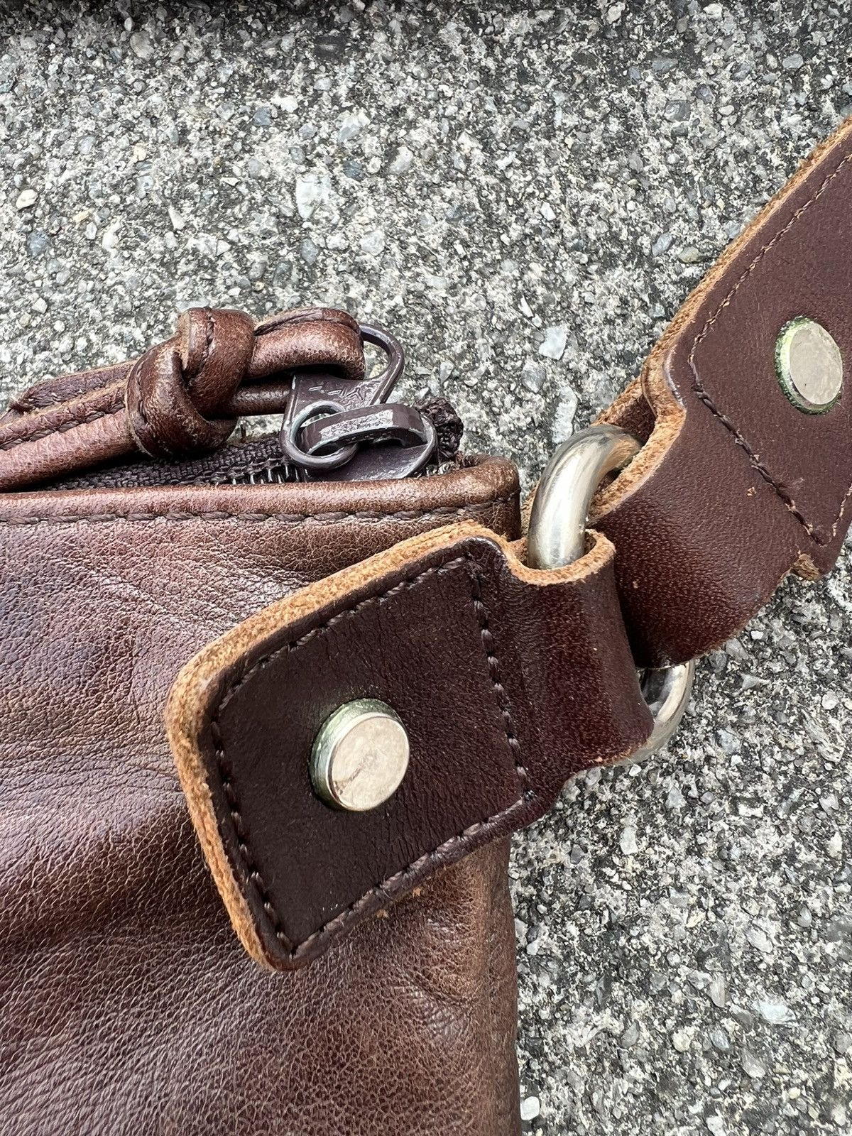 Leather Vintage Indeed Japan Pewter Patina Leather Sling Bag Size ONE SIZE - 19 Thumbnail