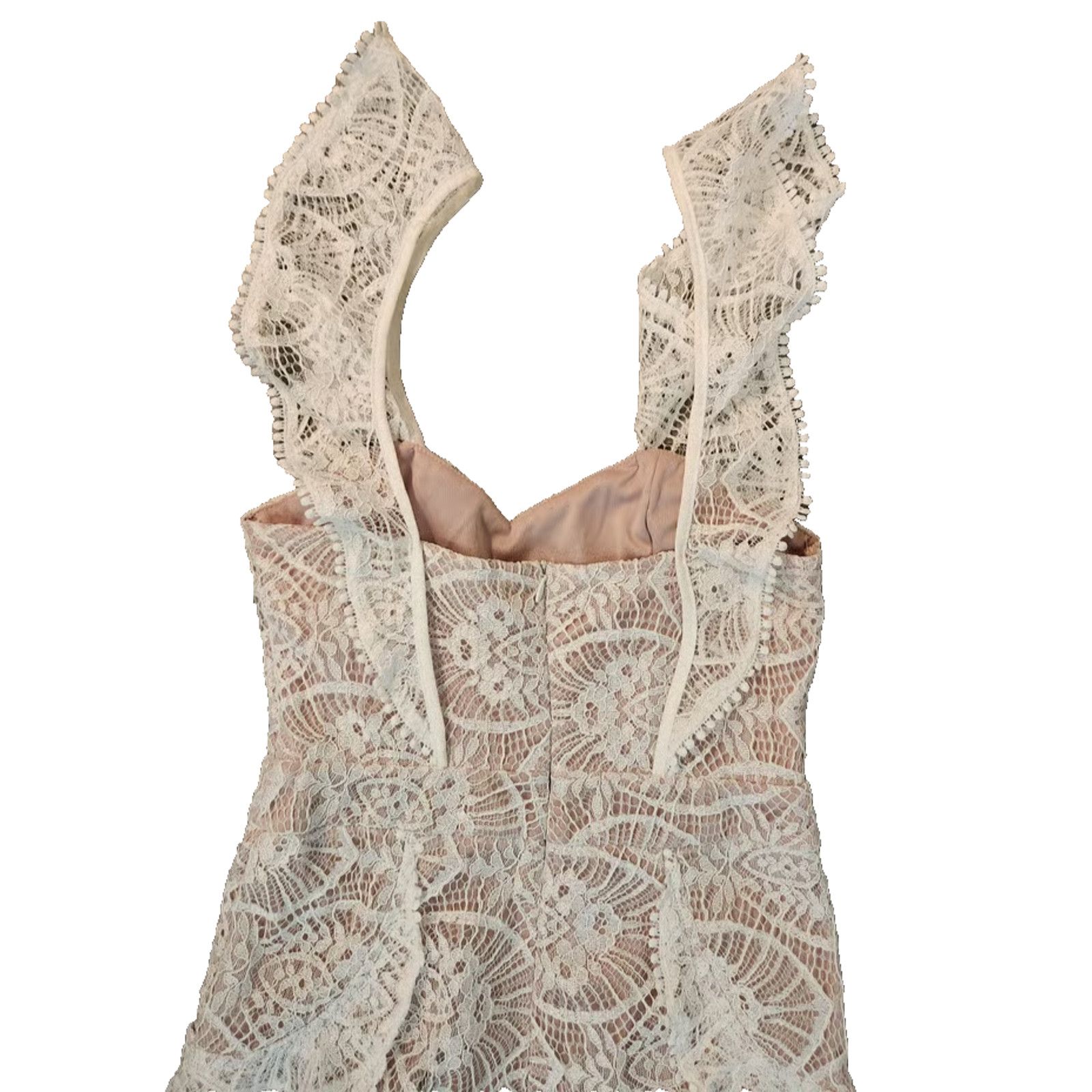 Other ALPHA & OMEGA - CREAM IVORY ALL LACE FLARE LEG JUMPSUIT SZ M Size 28" / US 6 / IT 42 - 6 Thumbnail
