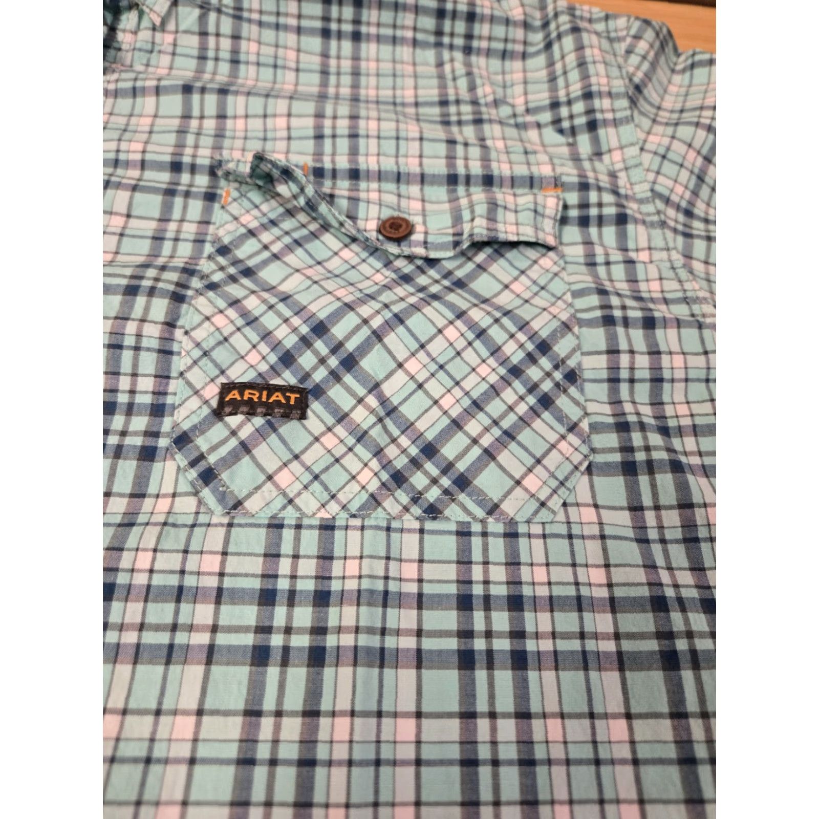 Ariat Ariat Rebar Shirt Men 2XL Blue Plaid Button-Up Pocket Short Sleeve Workwear Size US XXL / EU 58 / 5 - 2 Thumbnail