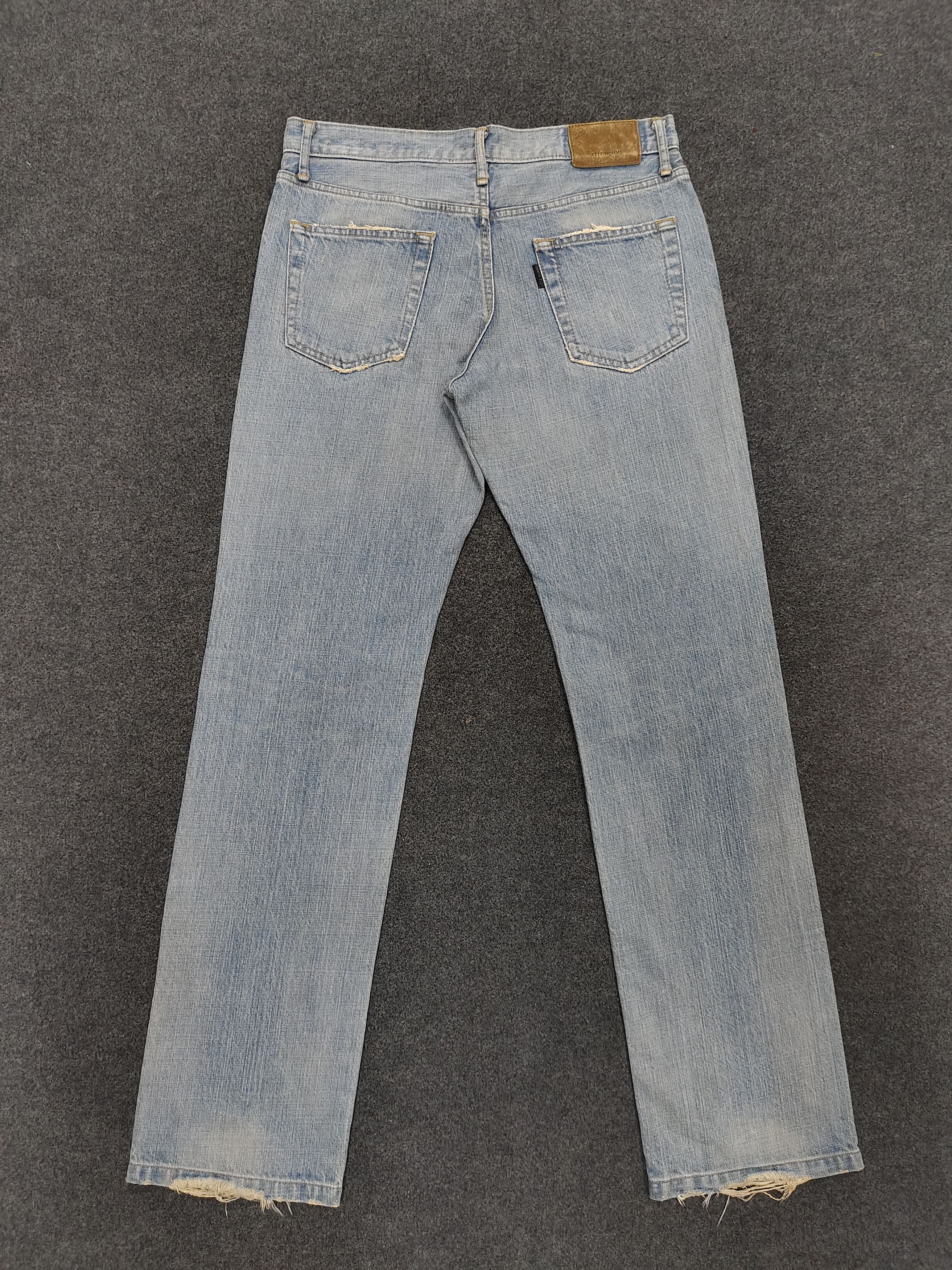 Tete Homme TETE Homme- Heavy Faded Indigo Distressed Straight Jeans Size US 31 - 3 Thumbnail