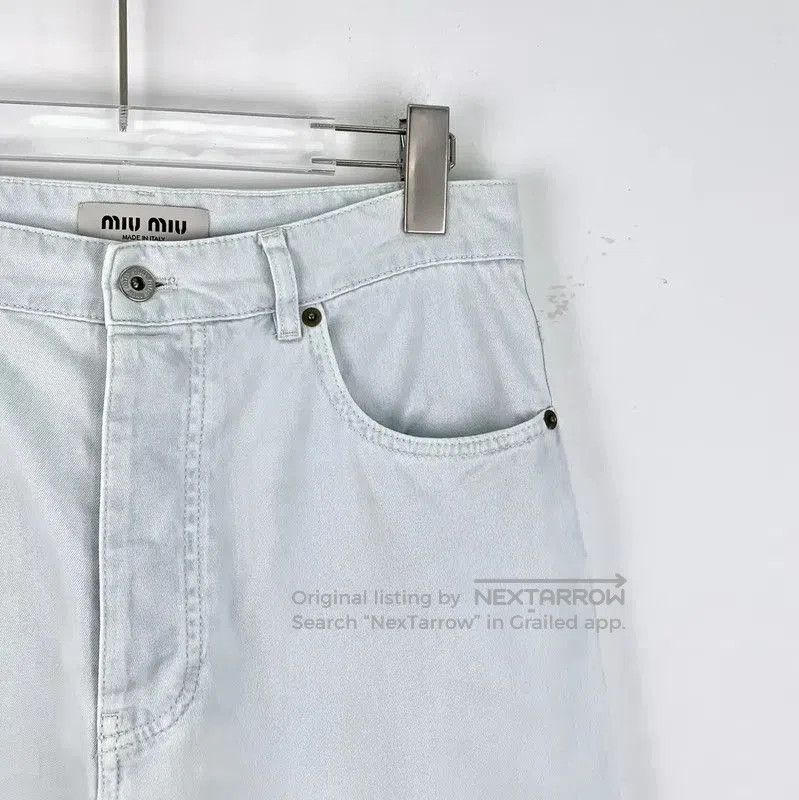 Miu Miu Miu Miu Light Blue Cotton Jeans for Women . Size 28" / US 6 / IT 42 - 3 Thumbnail