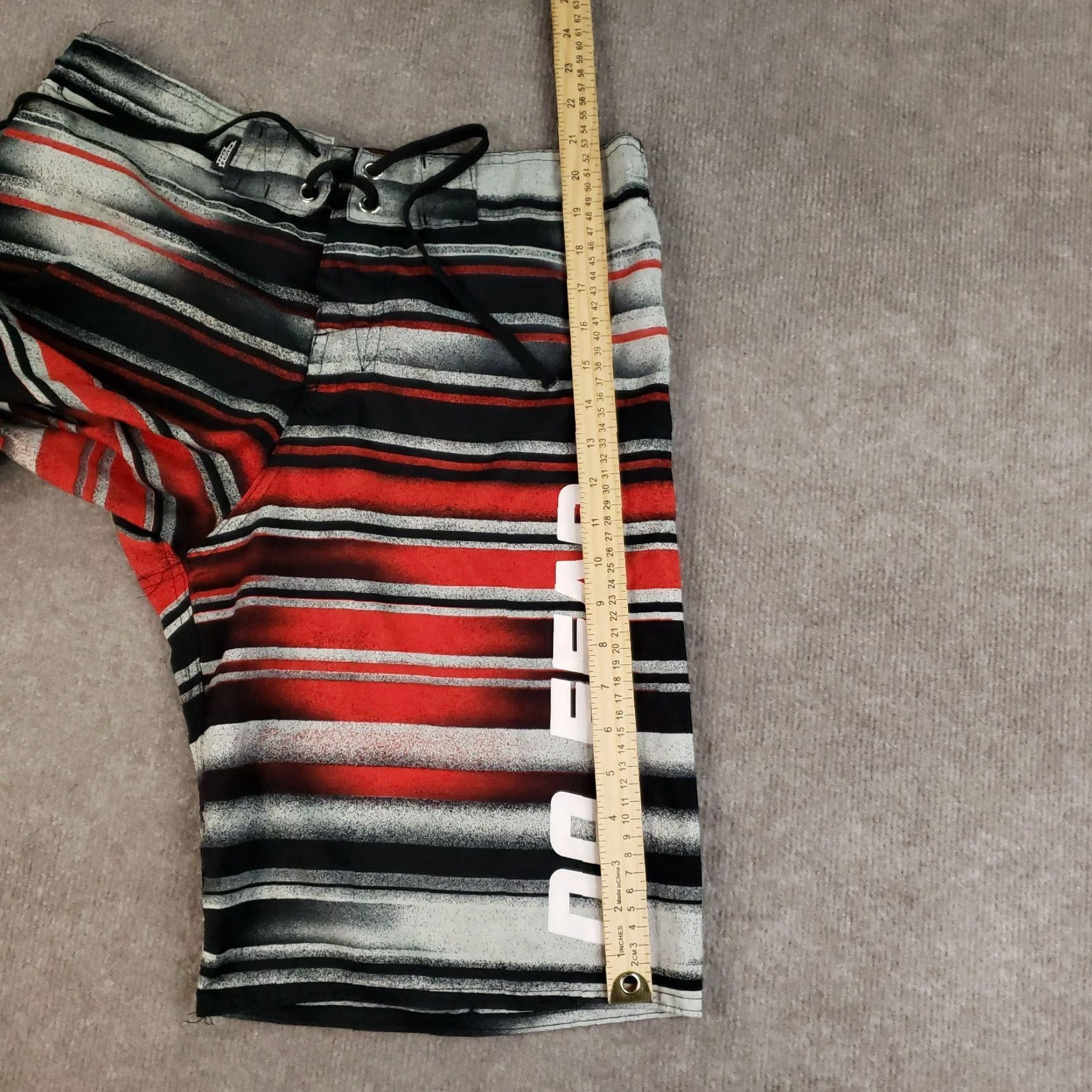No Fear No Fear Board Shorts Mens M Black Striped Drawstring Lined Beach Size US 31 - 4 Thumbnail