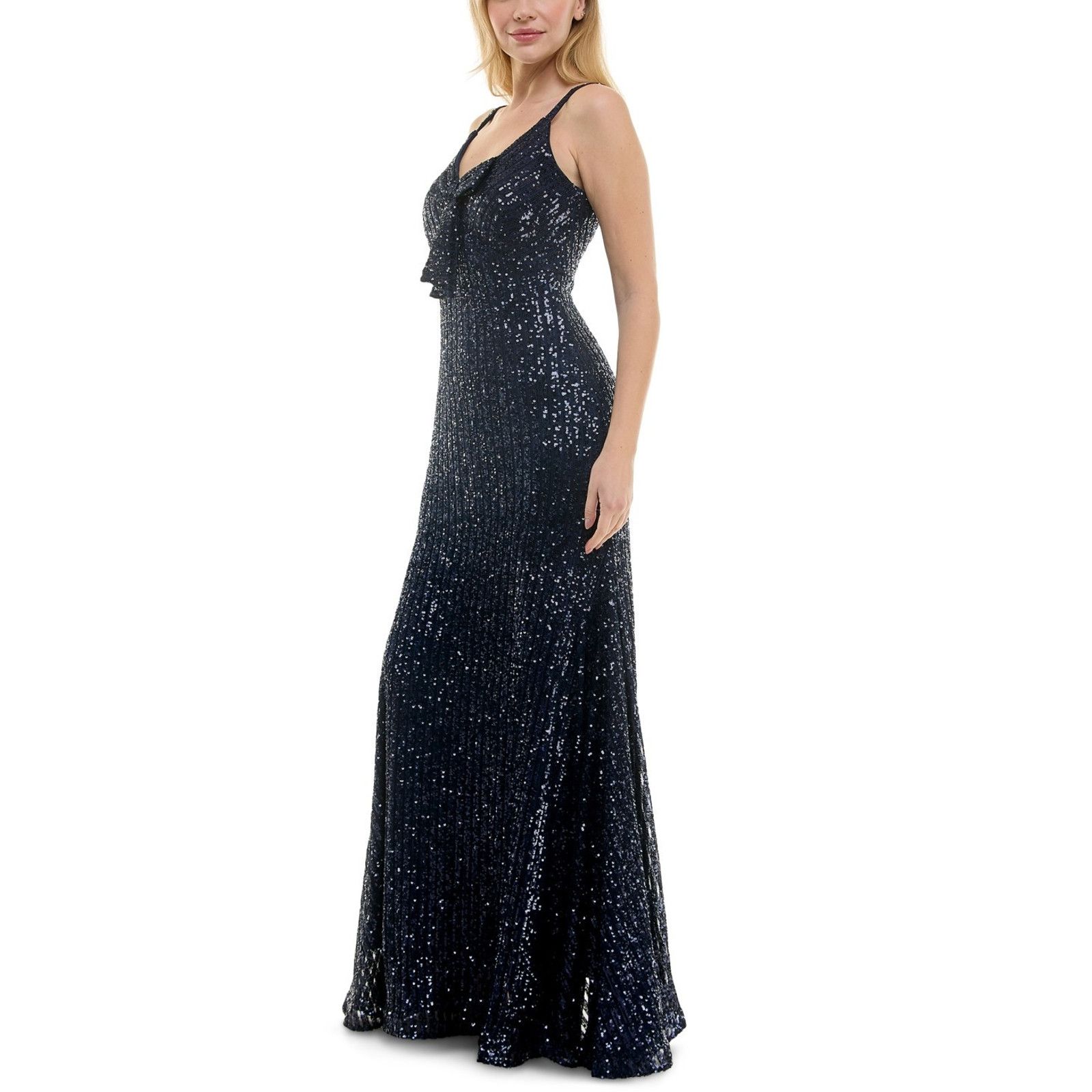 Other Taylor Women's Sequined Bow-Trim V-Neck Sleeveless Gown Size M / US 6-8 / IT 42-44 - 3 Thumbnail