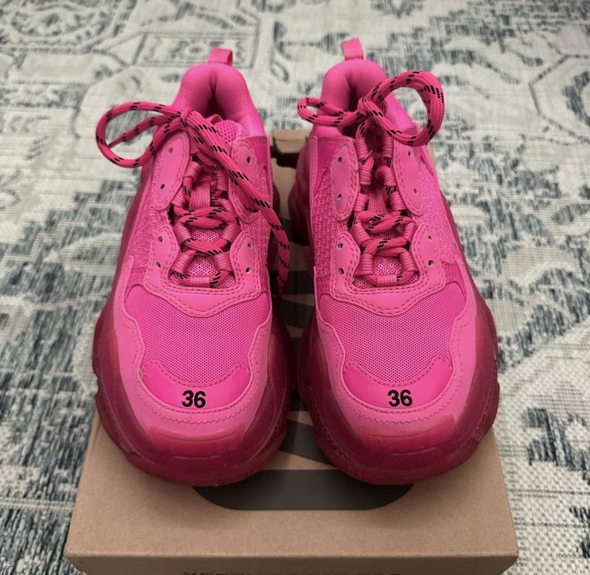Balenciaga Balenciaga Fabric Mesh Clear Sole Triple S Sneakers Size US 6 / IT 36 - 2 Thumbnail