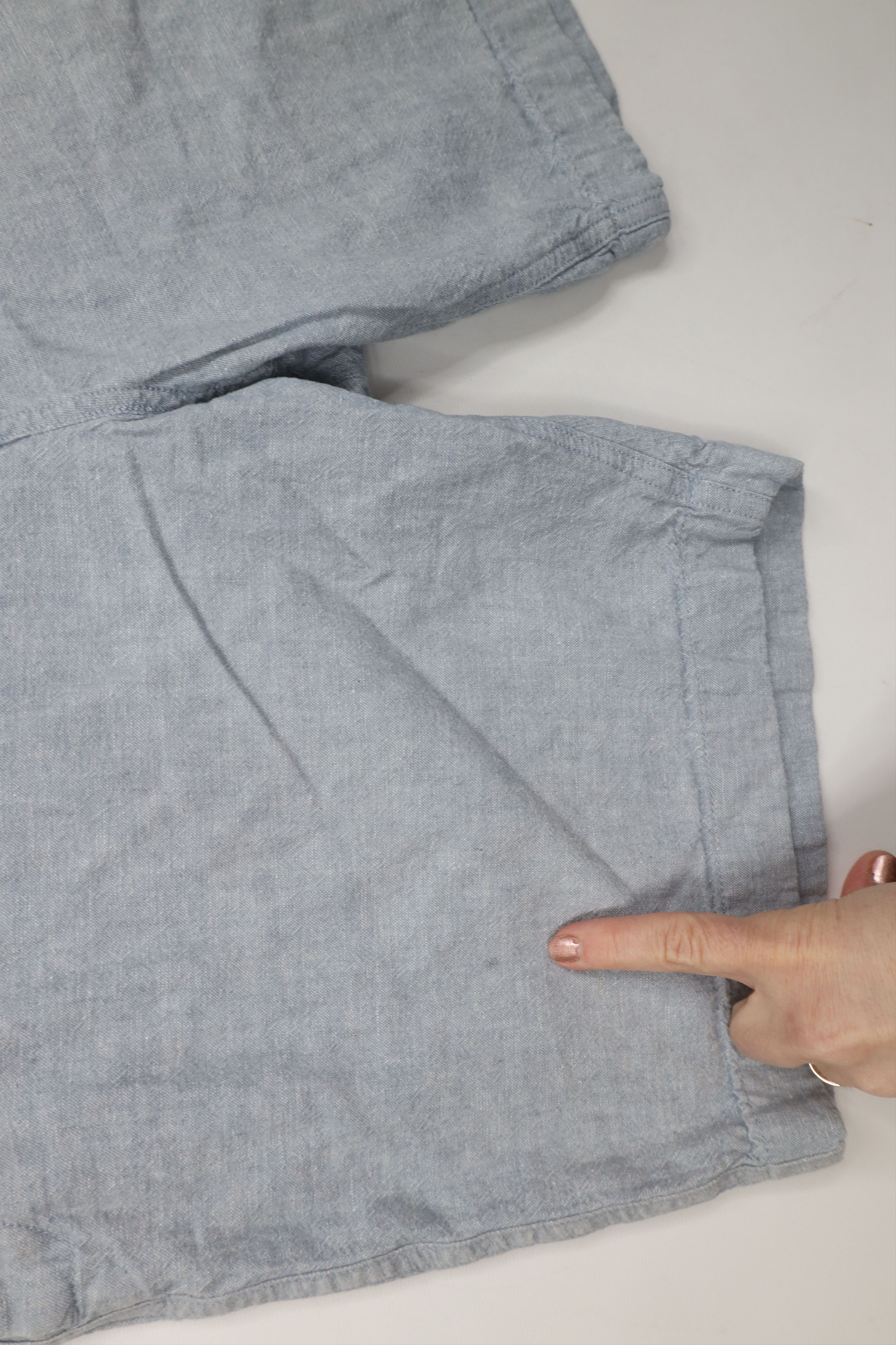 J.Crew × Vintage J Crew Gramercy Above Knee Linen Blend Chambray Shorts Blue Size US 38 / EU 54 - 5 Thumbnail