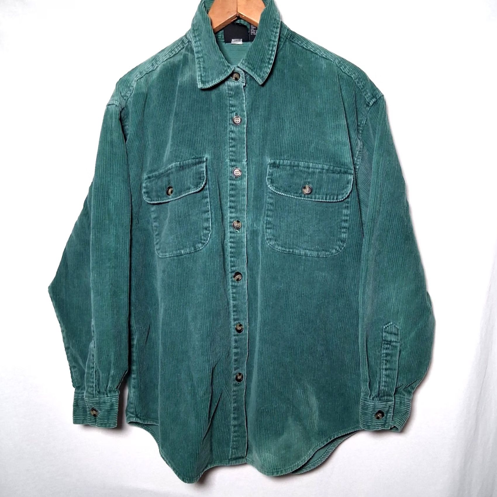 Vintage VINTAGE Stefano Basics Corduroy Shirt Medium Wide Wale Distressed Grunge Work Green WOMEN Shirt Jacket 90s Fashion Size M / US 6-8 / IT 42-44 - 2 Thumbnail