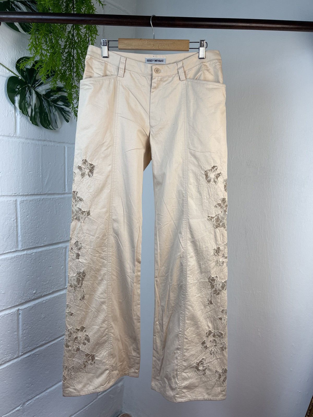 2000s Issey Miyake Wide Leg Art Flowe Cut Pants