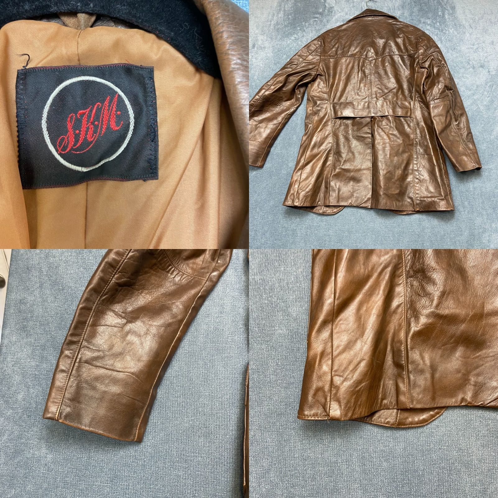 Vintage VINTAGE SKM Jacket Mens M Brown Leather Single Breasted Notch Lapel Pockets Lined Size US M / EU 48-50 / 2 - 8 Thumbnail