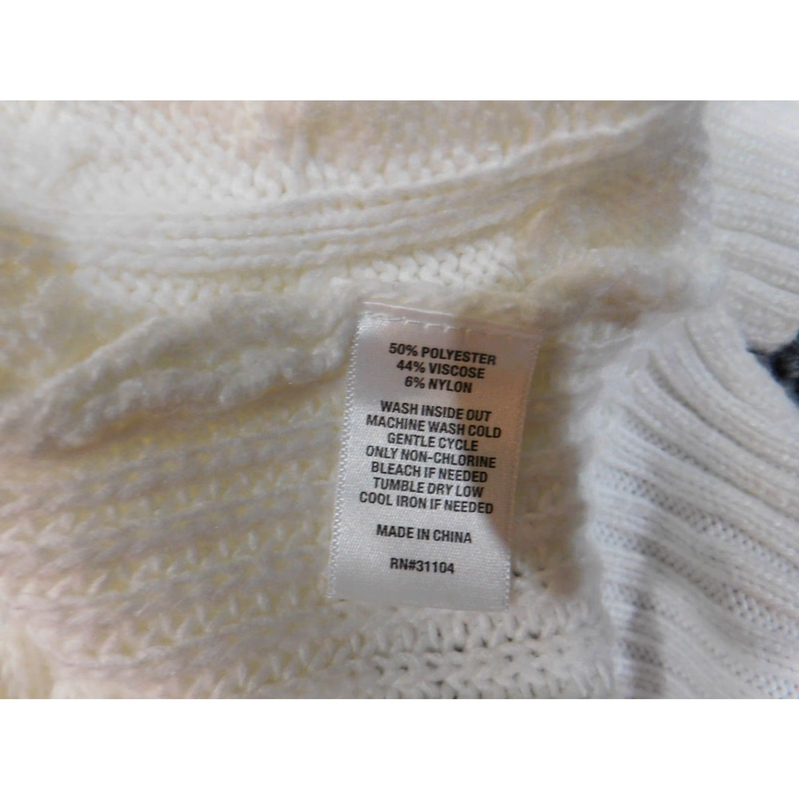 Vintage Crown & Ivy Sweater 2X Women's Pullover Crew Neck Raglan Sleeve White Cable-Knit Polyester Viscose Button Classic Casual Vintage: No Size XXL / US 16-18 / IT 52-54 - 7 Thumbnail
