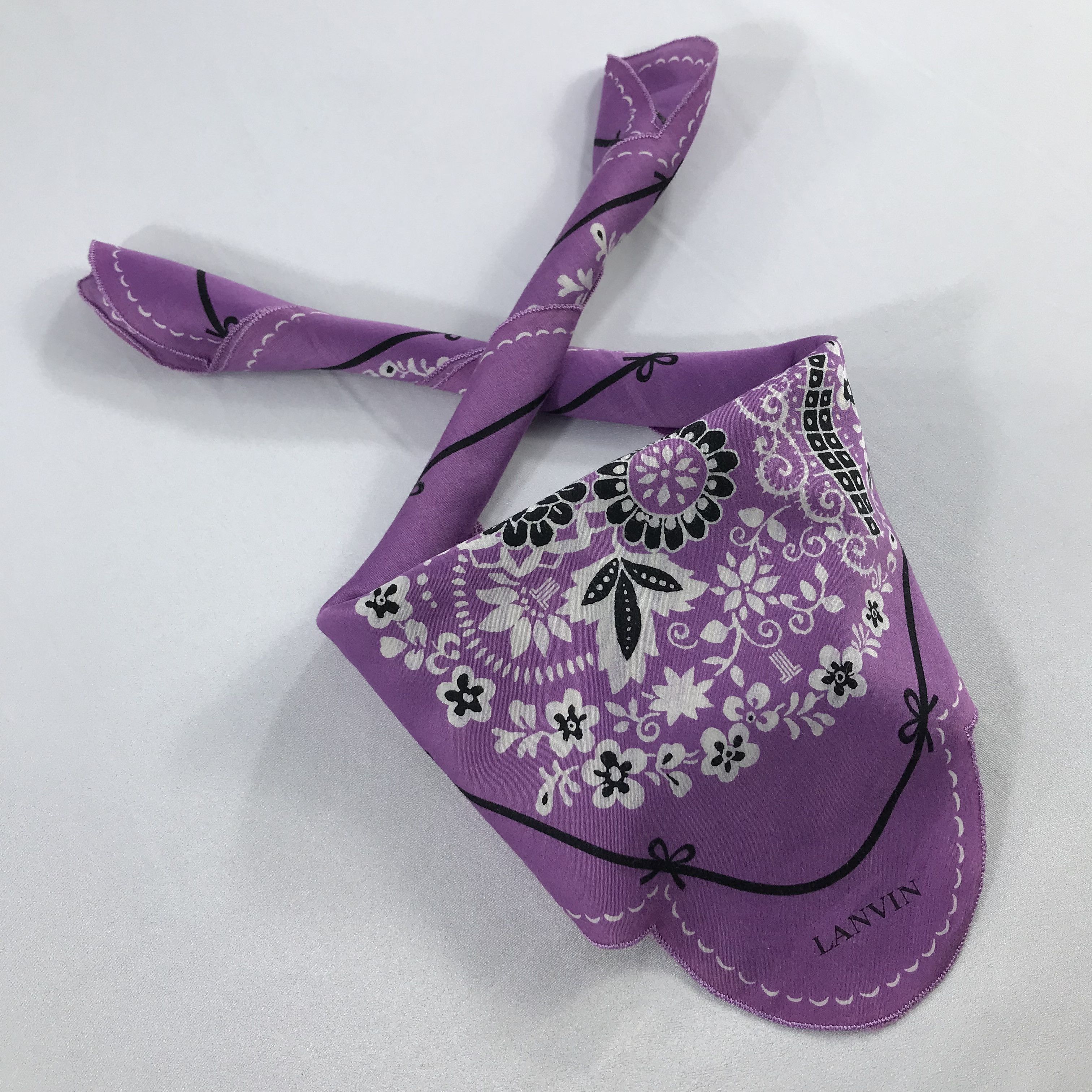 Lanvin × Vintage Lanvin Bandana / Handkerchief / Neckerchief - S2573 Size ONE SIZE - 4 Thumbnail