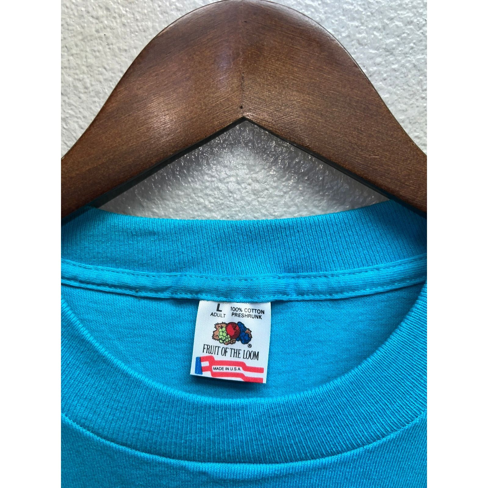 Fruit Of The Loom Vintage Picnic Shirt Fun In The Sun 84 Blue Sunshine Tee 90s Size US L / EU 52-54 / 3 - 5 Thumbnail
