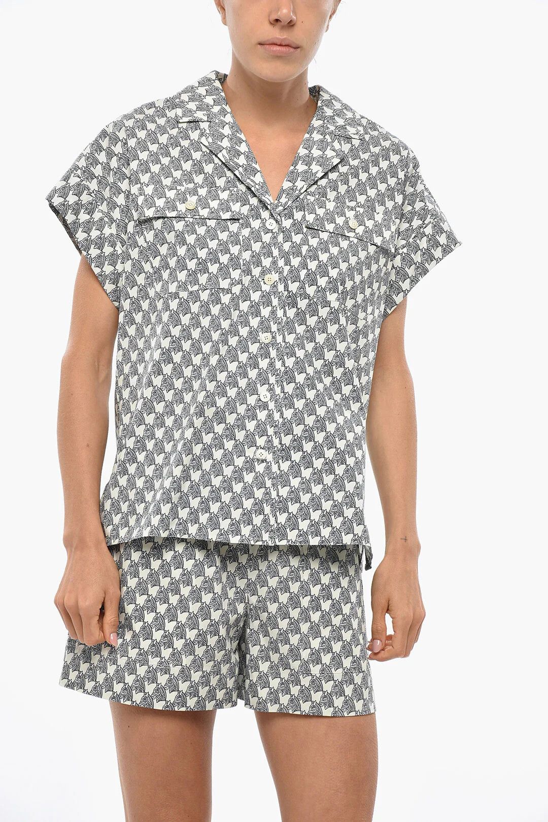 Tory Burch og1mm0426 Cotton Short-Sleeve Shirt in Blue Size S / US 4 / IT 40 - 1 Thumbnail