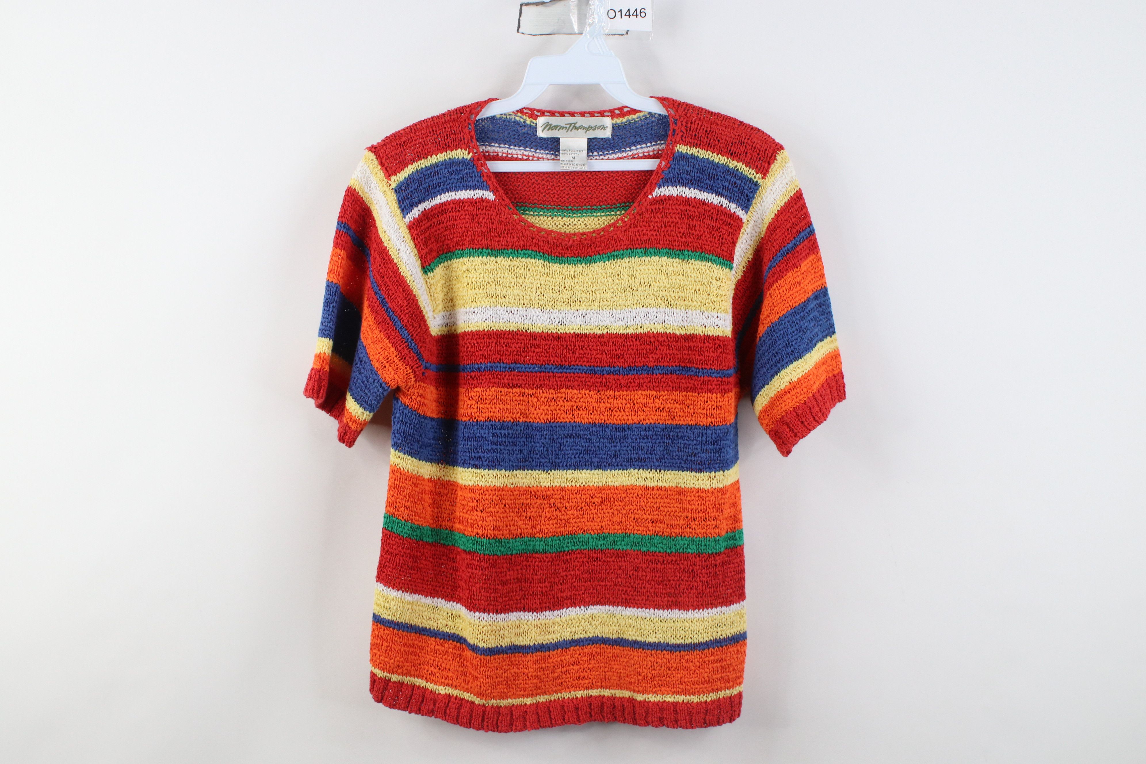 Vintage Vintage 90s Dawsons Creek Striped Knit Short Sleeve Sweater Size M / US 6-8 / IT 42-44 - 1 Thumbnail