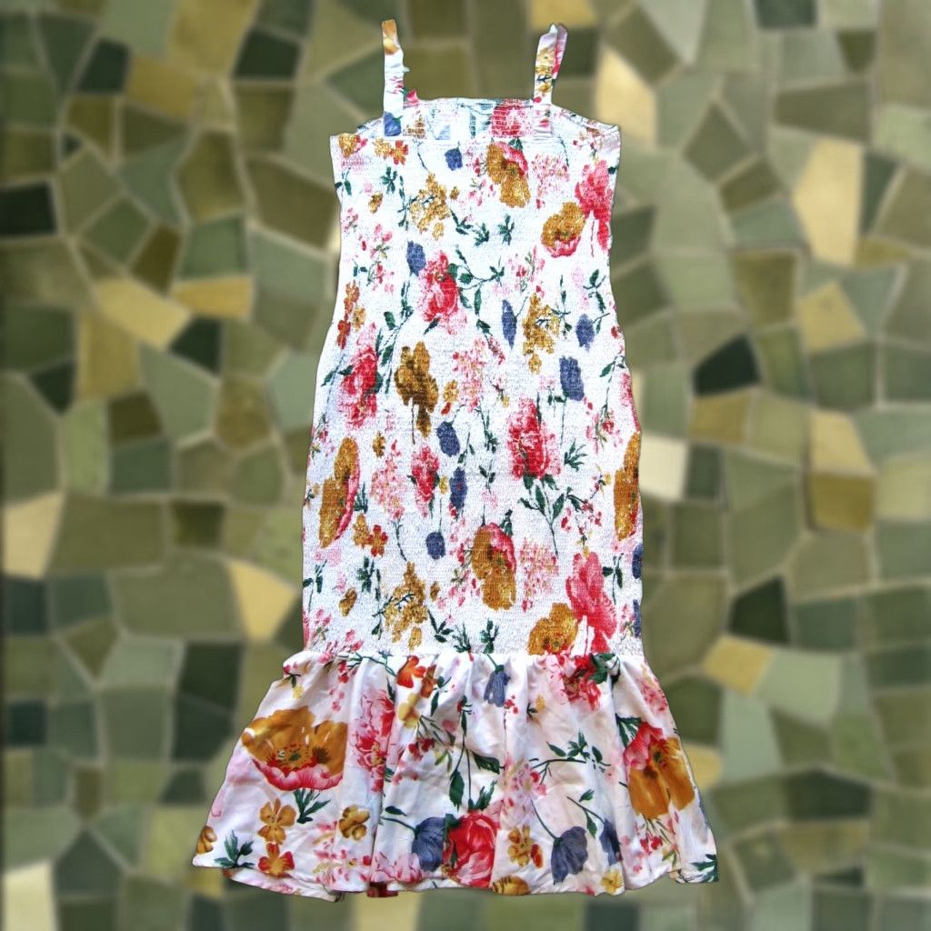 Vintage VINTAGE NWT Pretty Garden Pink Floral Stretch Long Mermaid Tank Dress XL Size XL / US 12-14 / IT 48-50 - 1 Thumbnail