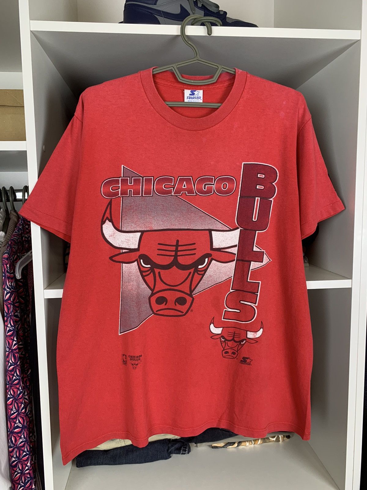 NBA × Starter × Vintage Vintage Chicago Bulls Starter Single Stitch Faded T-shirt Size US M / EU 48-50 / 2 - 1 Thumbnail