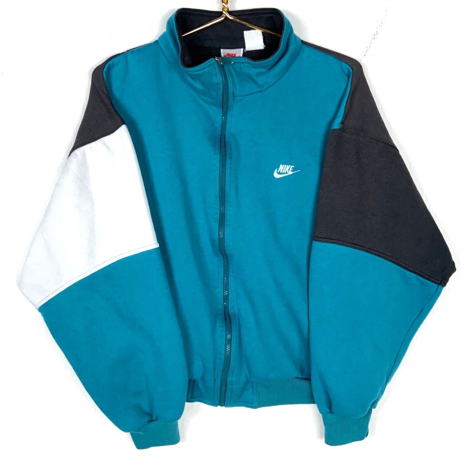 Image of Vintage Nike Sweatsuit Tracksuit Set Size Large 90's Turquoise 2 Piece Gray Tag in White, Men's