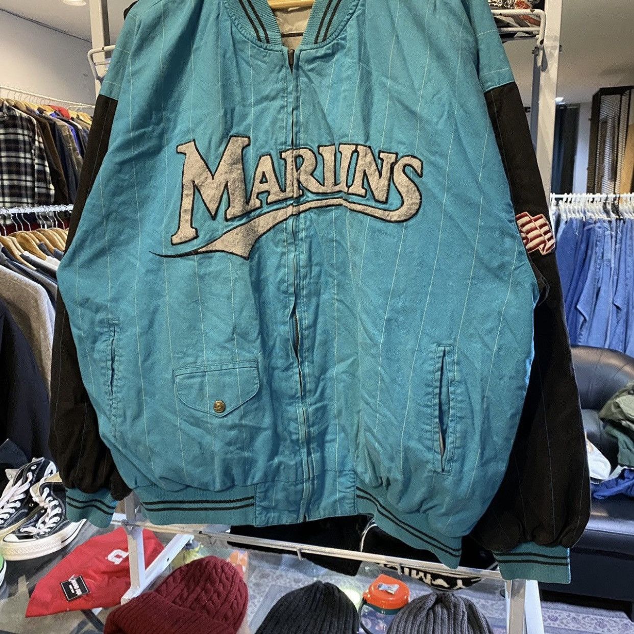 MLB × Mirage × Vintage VINTAGE Miami Marlins Mirage Reversible jacket size XXL Size US XXL / EU 58 / 5 - 11 Thumbnail