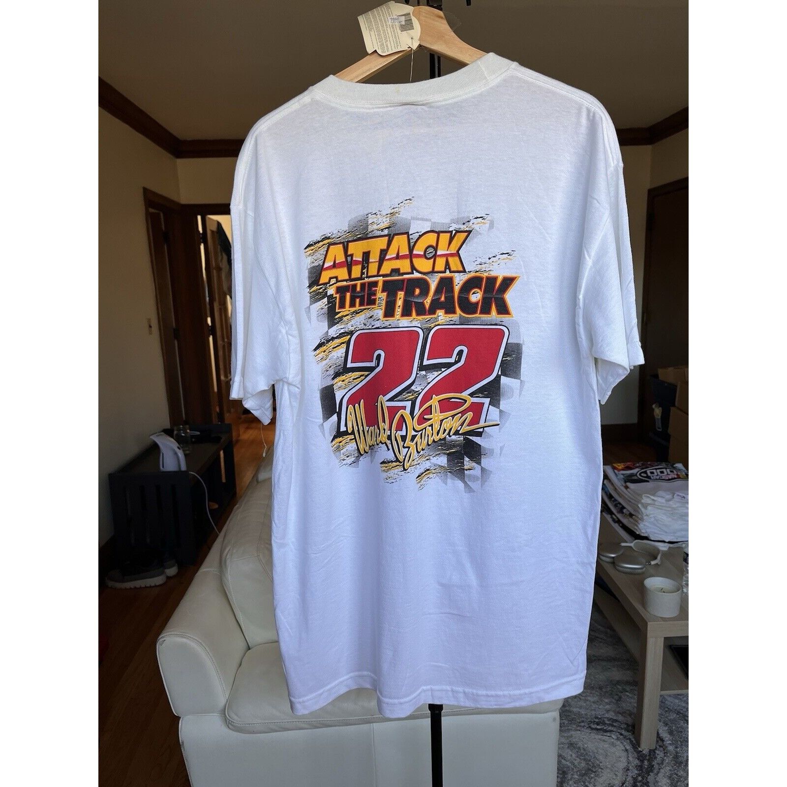 NASCAR VINTAGE NASCAR CAT POLARIS WARD BURTON #22 GRAPHIC TEE 90S Size US L / EU 52-54 / 3 - 4 Thumbnail