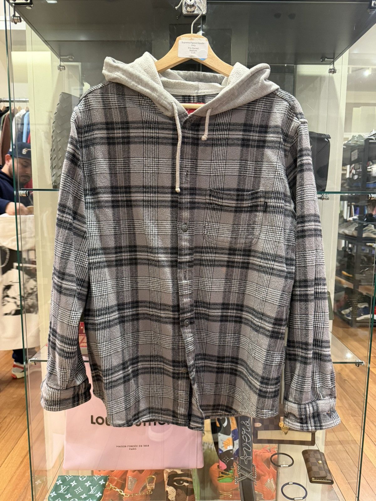 Supreme Supreme Flannel Hoodie - Grey Size US M / EU 48-50 / 2 - 1 Thumbnail