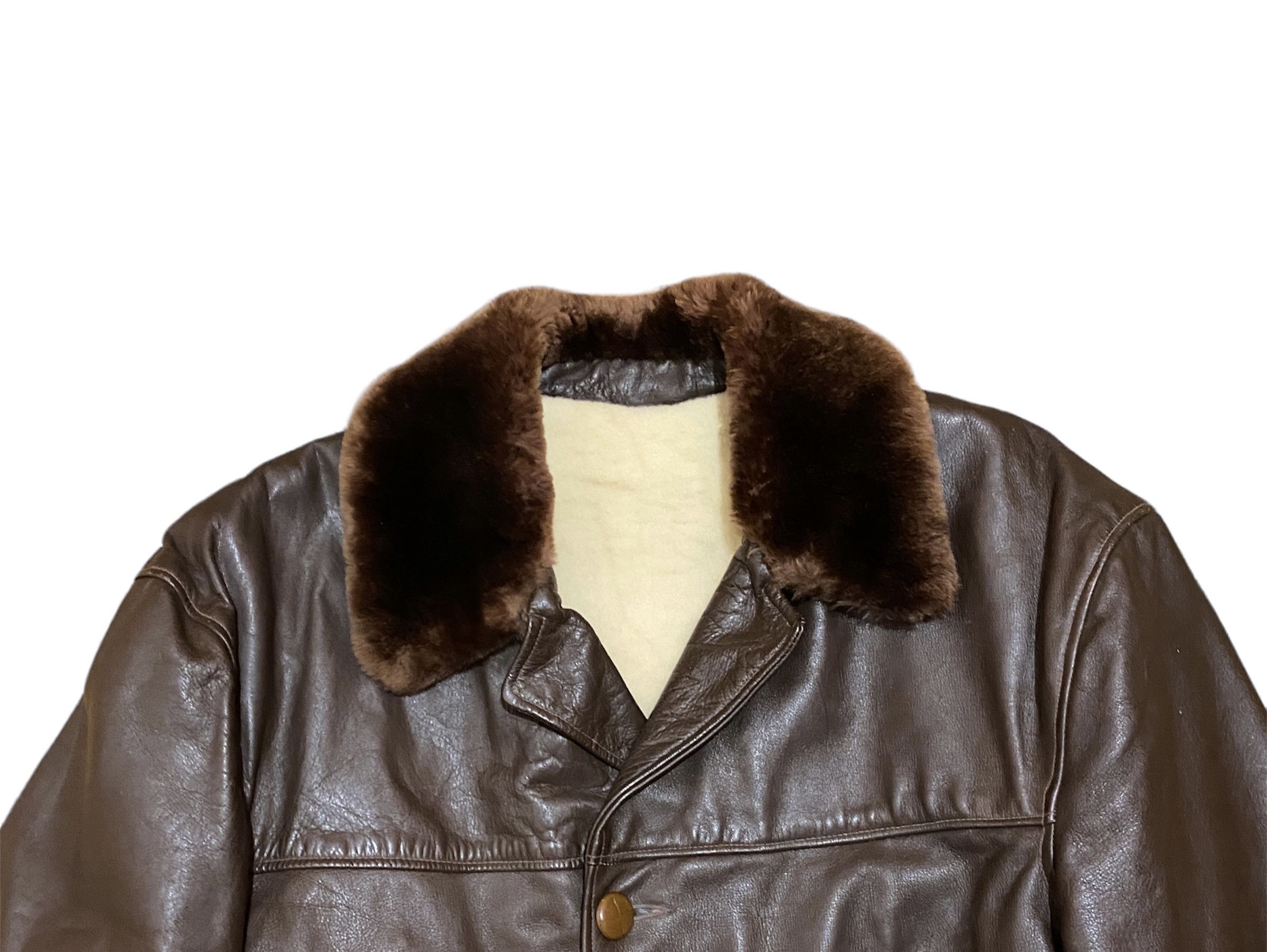 Vintage Retro Horsehide 30s 40s Brown BARNSTORMER Leather Coat Size US XL / EU 56 / 4 - 4 Thumbnail