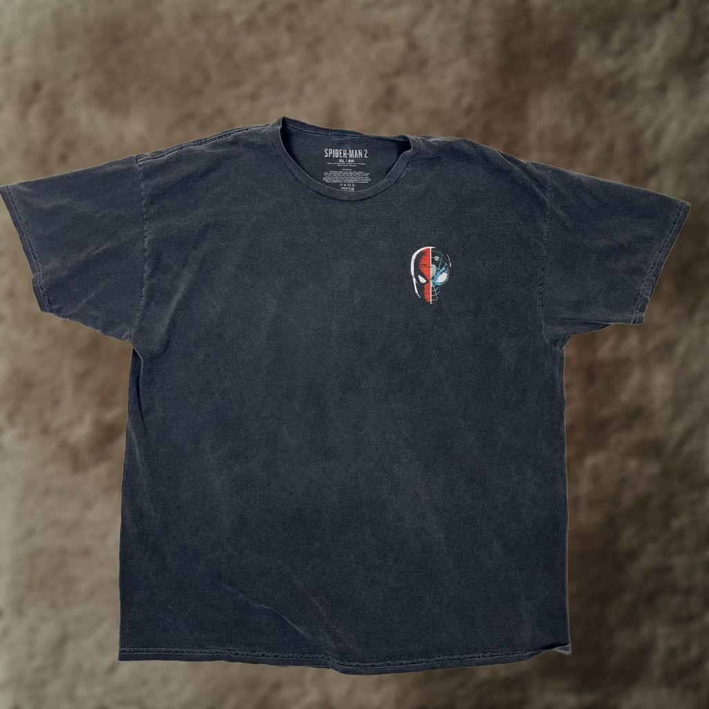 Vintage Marvel Spider-Man 2 Parker Morales T-Shirt Mens XL Gray Split Face Graphic Retro Shirt Size US XL / EU 56 / 4 - 1 Thumbnail