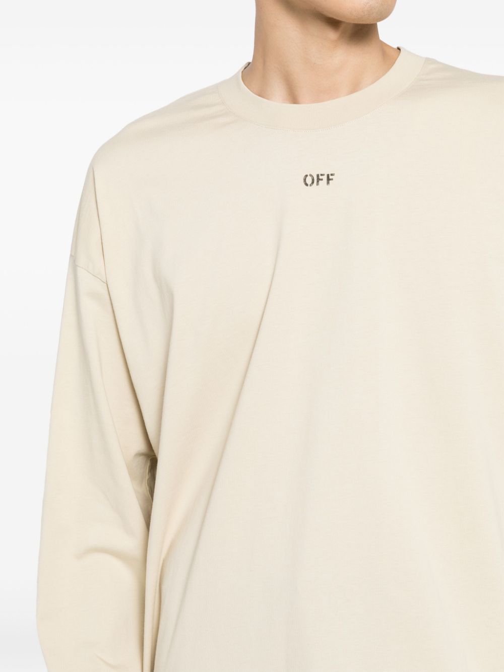 Off-White o1s22i1n1124 Oversized Long Sleeve T-Shirt in Beige Size US M / EU 48-50 / 2 - 5 Thumbnail