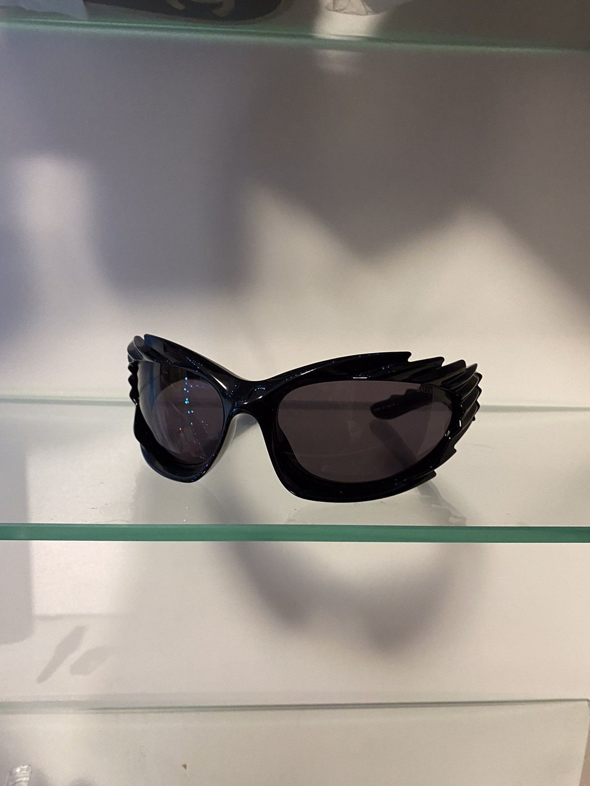 image of Balenciaga Spike Rectangle Sunglasses in Black, Men's