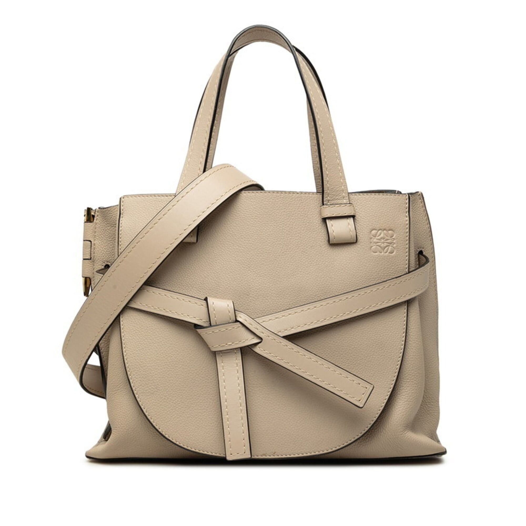 Loewe Loewe Anagram Gate Handbag Shoulder Bag 2-Way Beige Leather Women's LOEWE Size ONE SIZE - 1 Thumbnail