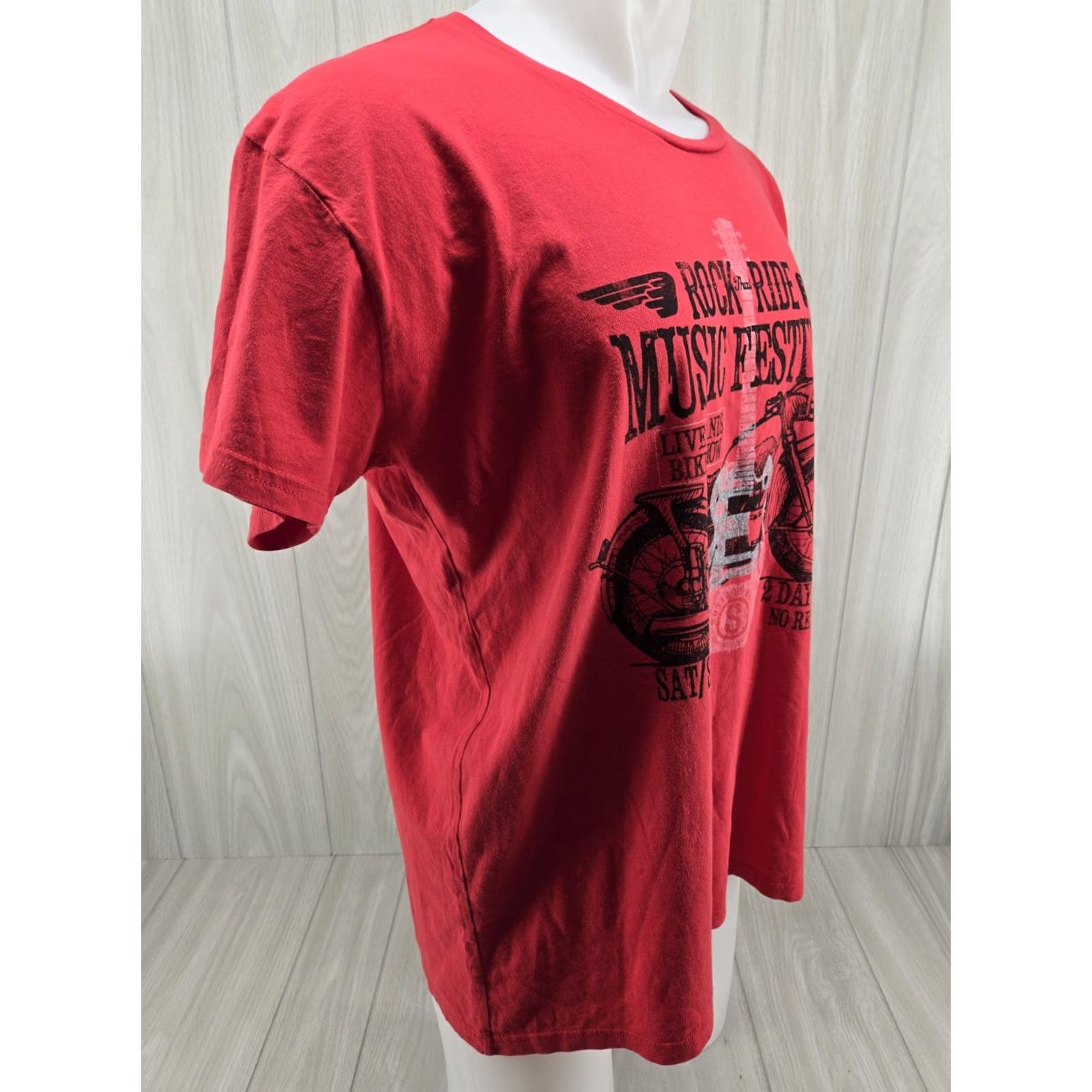 Vintage Outlaw Soul Rock that Ride Music Festival T-Shirt Red Large Mens Short Sleeve Crew Neck Graphic Print 100% Cotton Size US L / EU 52-54 / 3 - 6 Thumbnail