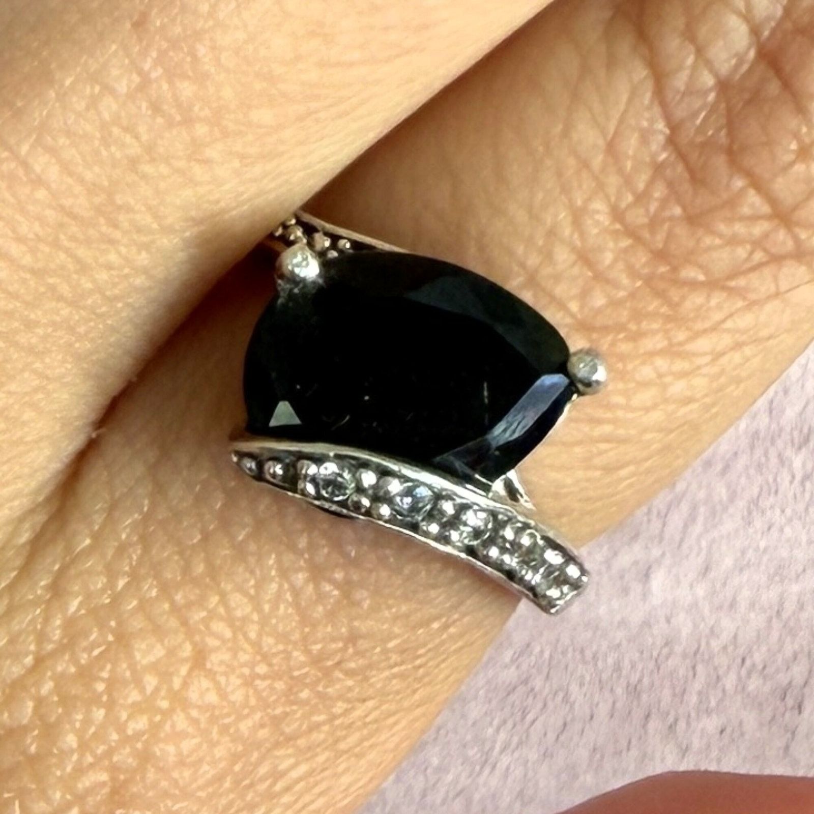 Sterling Silver sterling silver sapphire & cz crossover ring size 6.5 Size ONE SIZE - 1 Thumbnail