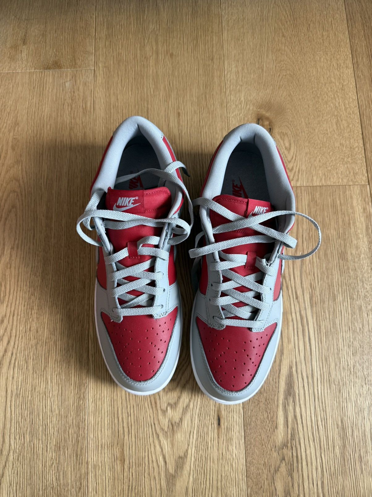 Nike Nike Dunk Low QS Gray & Red Size US 12 / EU 45 - 2 Thumbnail