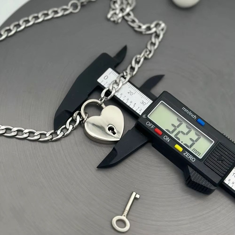 Jewelry Stainless Steel Chain Love Padlock Pendant Necklace Size ONE SIZE - 6 Thumbnail