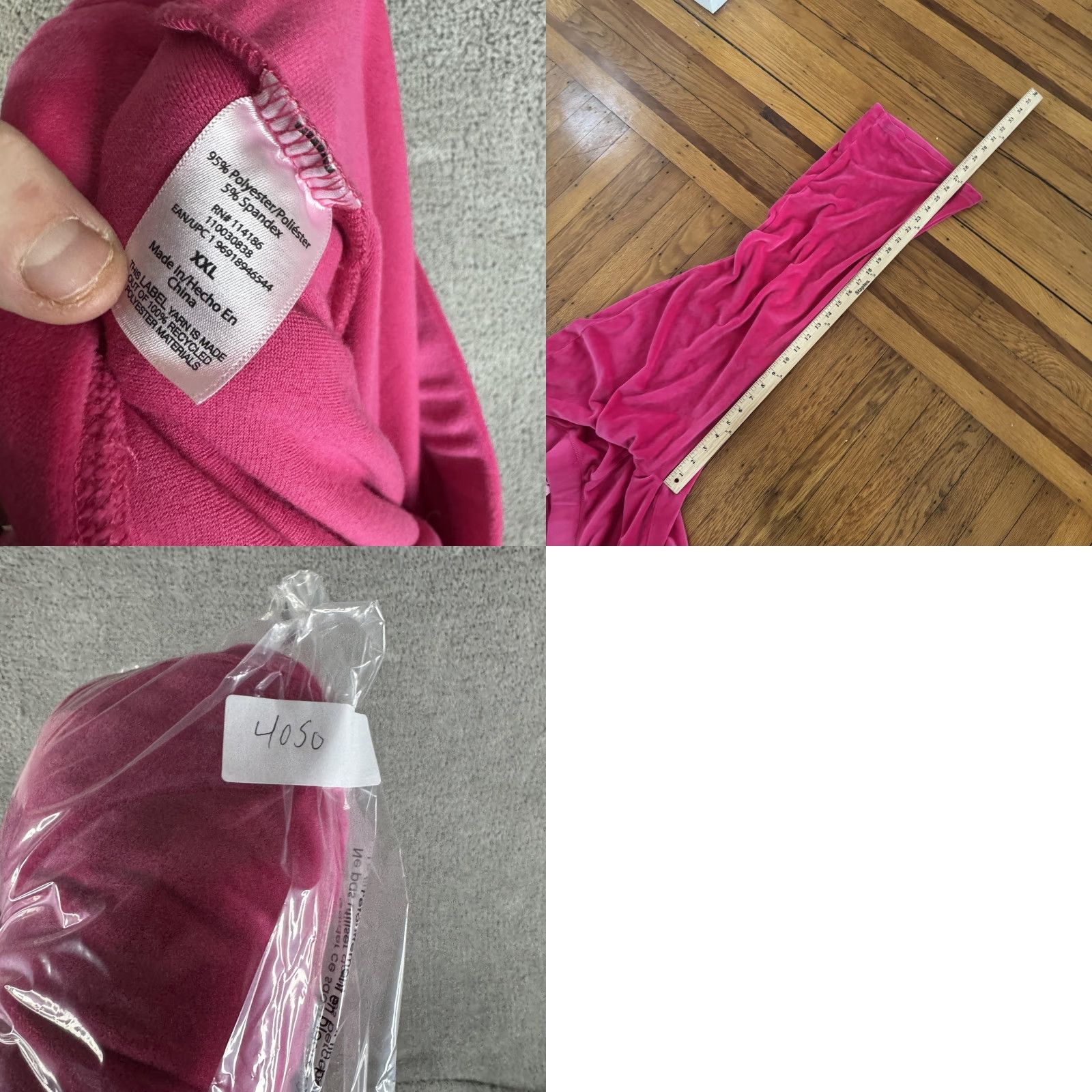 Juicy Couture Juicy Couture Pink Velour Wide-Leg Sweatpants Womens XXL Logo Rhinestone Pull On Elastic Waist Pants Size 40" / US 18 - 9 Thumbnail