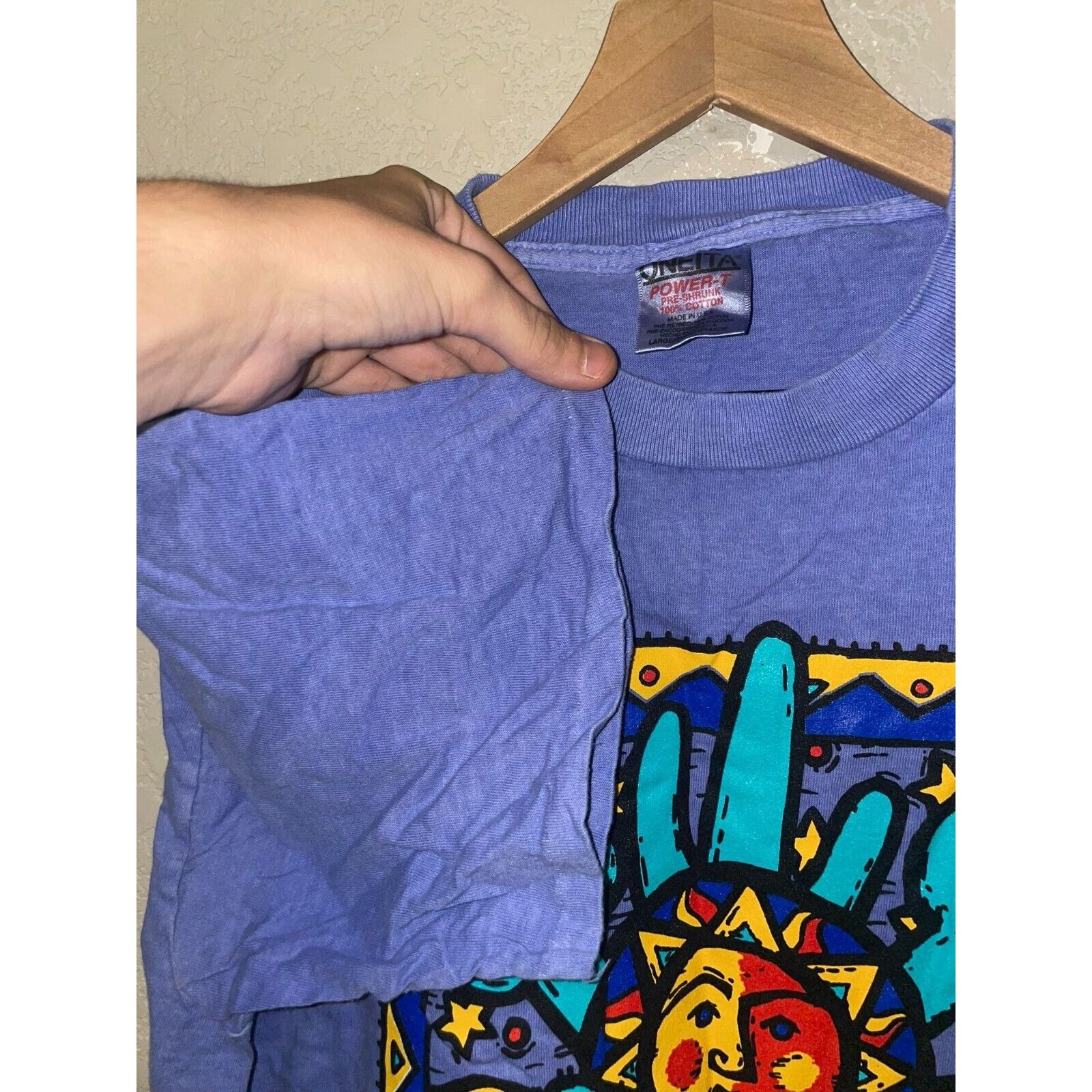 Vintage Retro 1990s Native American Inspired Art Work Blue Tee Shirt Size US L / EU 52-54 / 3 - 9 Thumbnail