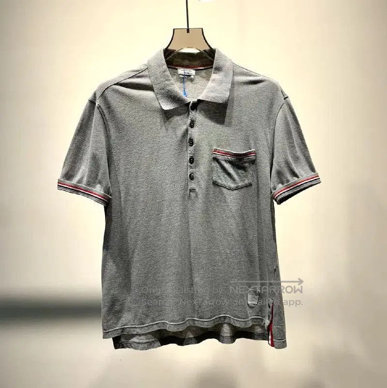 Thom Browne Thom Browne Gray Cotton Men's Polo Shirt . Size US M / EU 48-50 / 2 - 1 Thumbnail