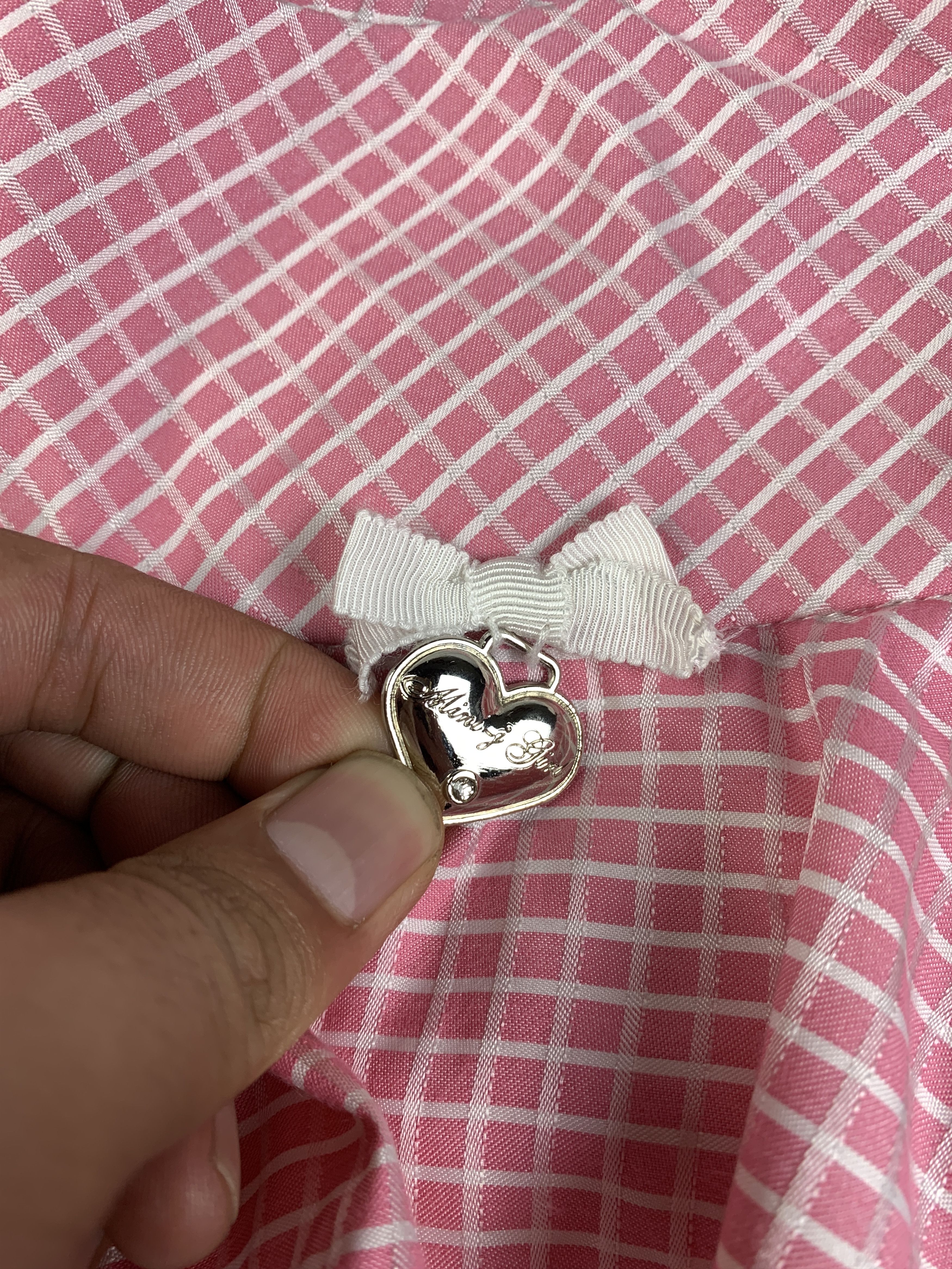 Japanese Brand Mini-J Pink Grid Plaid Ribbon Ruffle Mini Skirt (25) Size 25" / US 0 / IT 36 - 4 Thumbnail