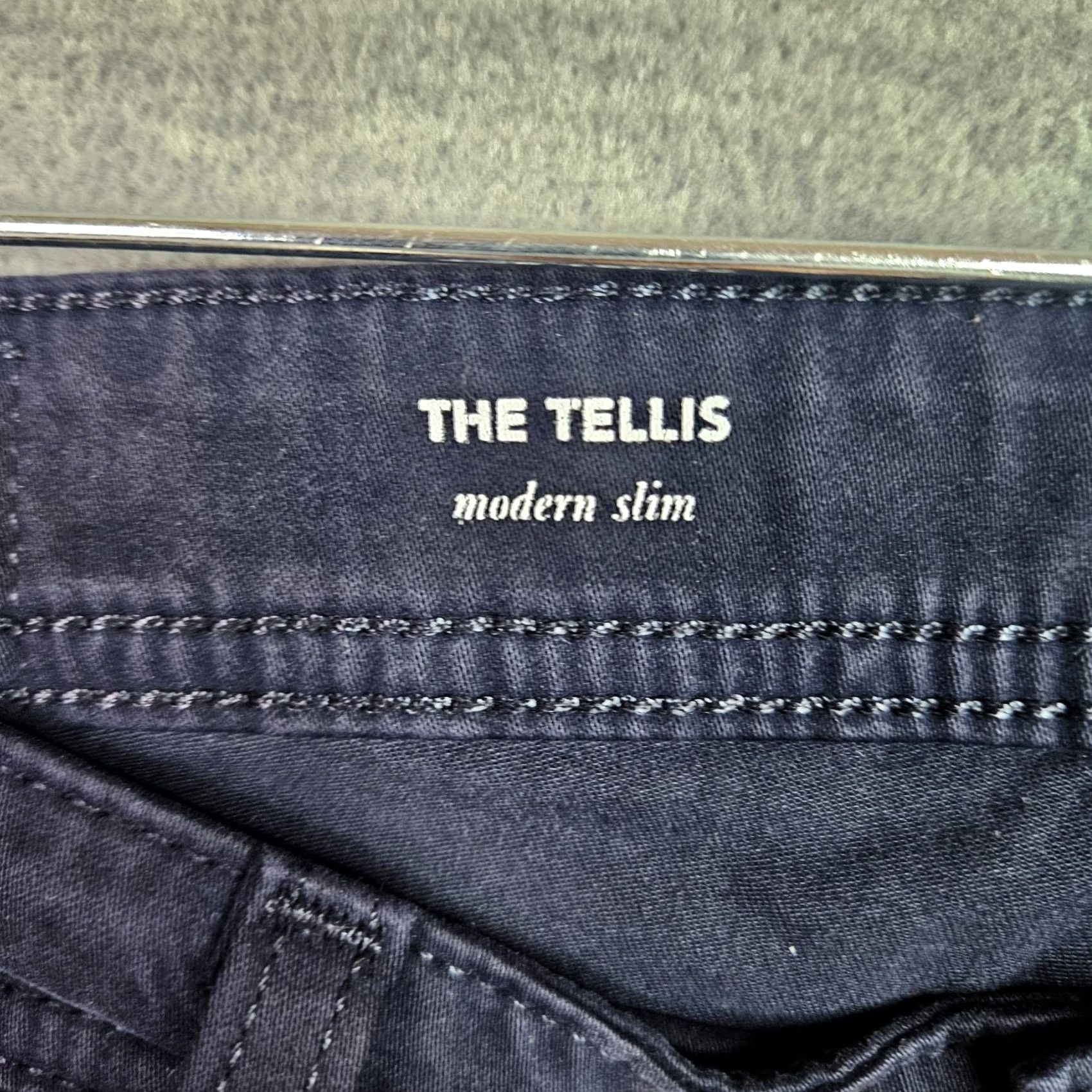 Vintage AG Adriano Goldschmied The Tellis Modern Slim Men’s Navy Pant 31x29 Slim Fit Straight 5-Pocket Denim Blue Wool/Cotton Regular Pants Mens Size US 31 - 7 Thumbnail