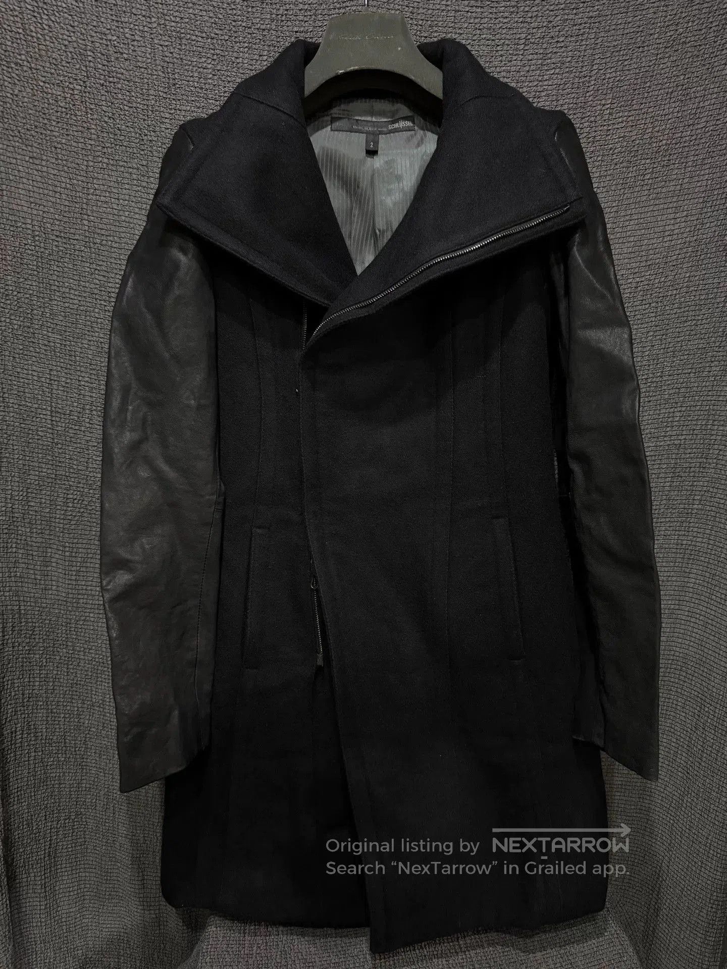 Rick Owens Avant-garde Black Coat with Leather Sleeves. Size US M / EU 48-50 / 2 - 2 Thumbnail