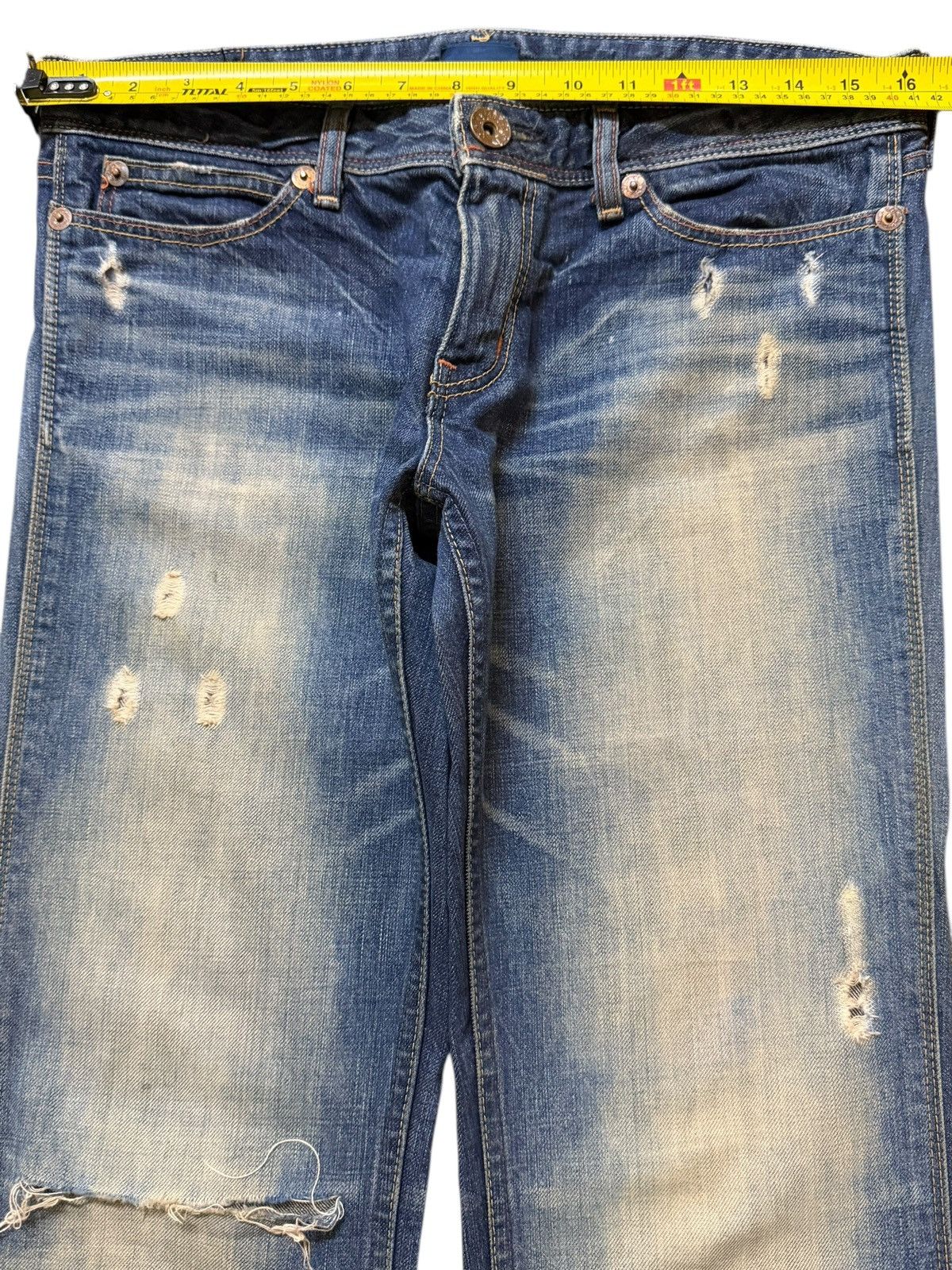 Edwin Vintage Y2K Edwin Mud Wash Faded Distressed Wide Leg Flare Size US 32 / EU 48 - 8 Thumbnail