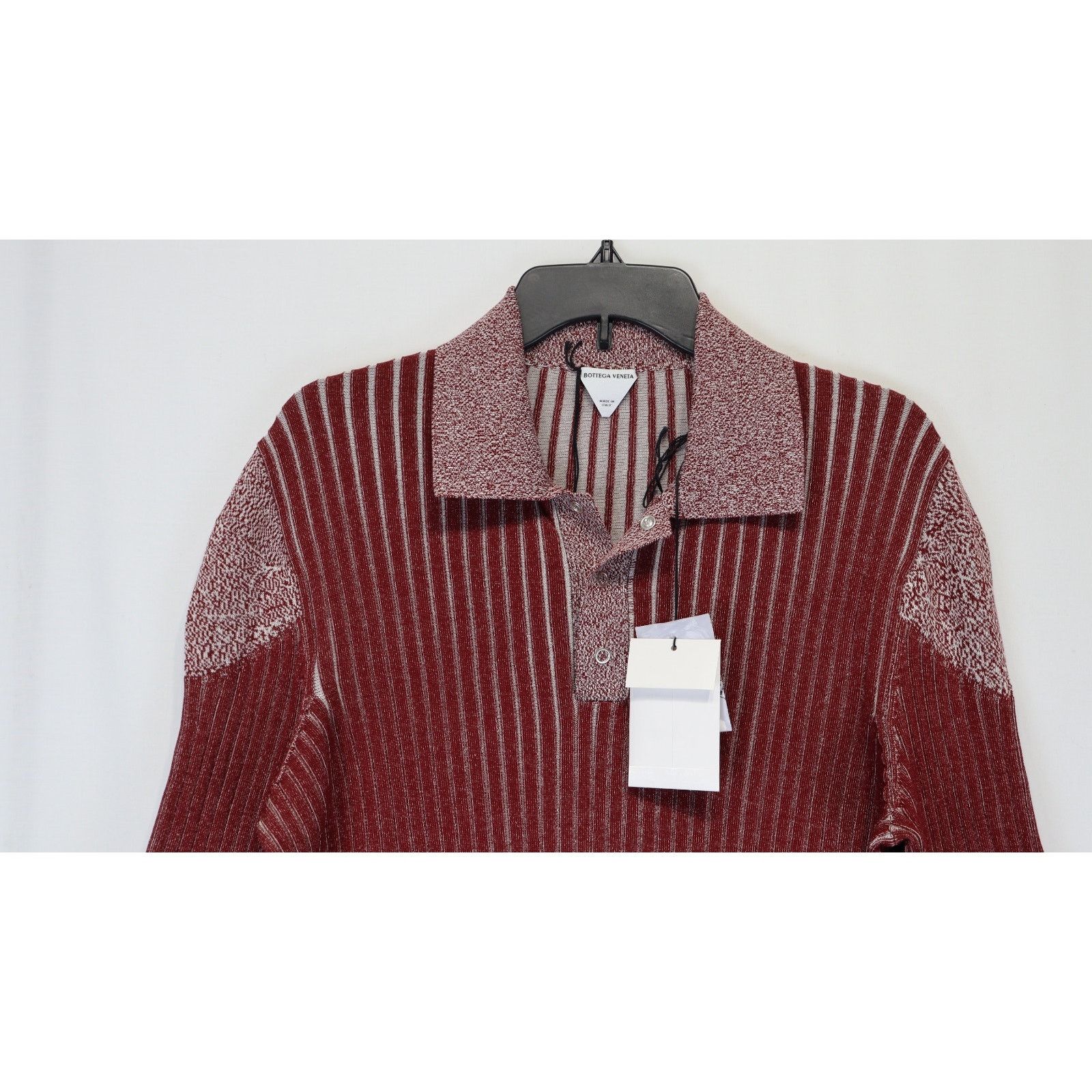 Bottega Veneta o1rshd1 Ribbed Polo Shirt in Burgundy Size US L / EU 52-54 / 3 - 3 Thumbnail