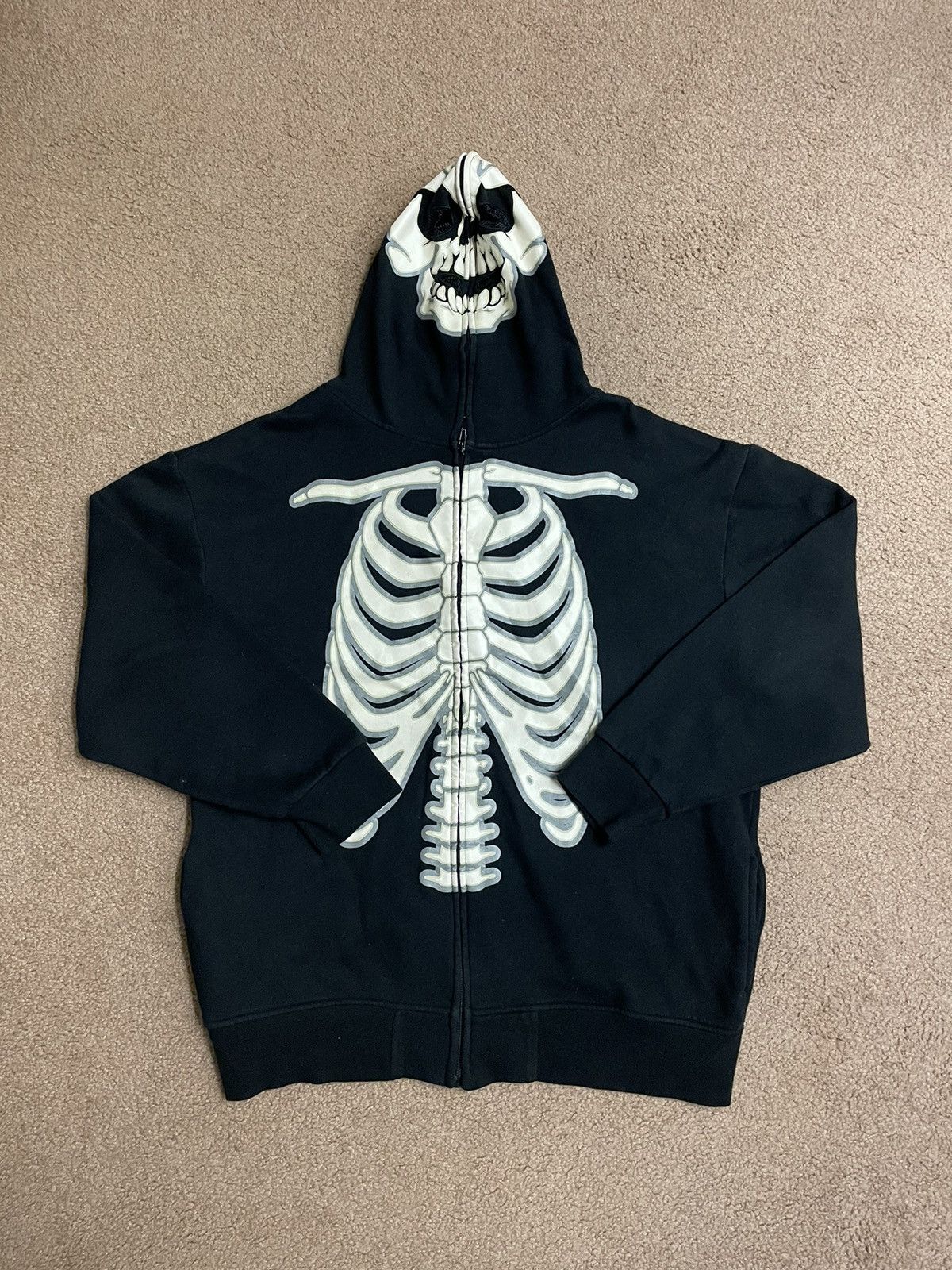 Y2K Vintage Full-Zip Skeleton Hoodie Sweatshirt