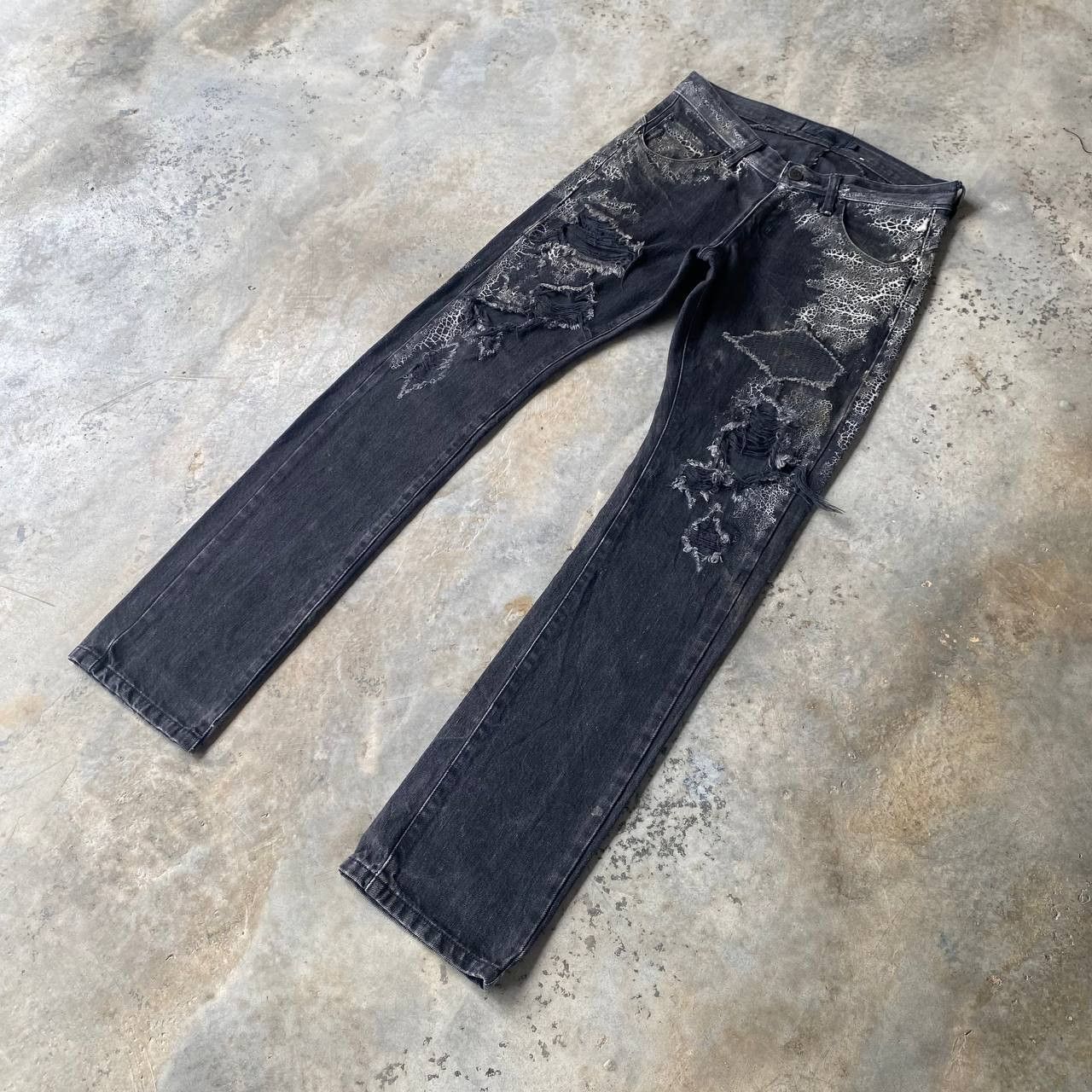 JACKROSE Rare Jackrose Luv Maison Python+Spider Web Distressed Denim Size US 28 / EU 44 - 3 Thumbnail