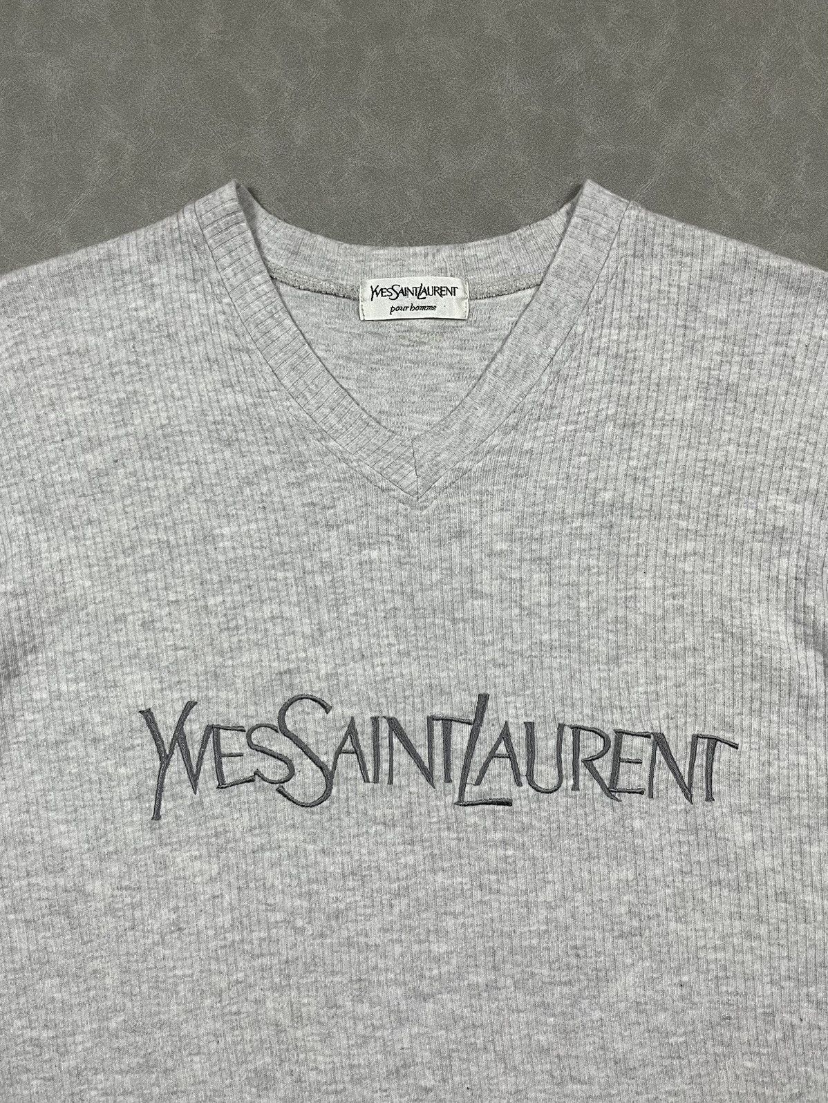Yves Saint Laurent 90s YSL embroidery tee Size US M / EU 48-50 / 2 - 2 Thumbnail