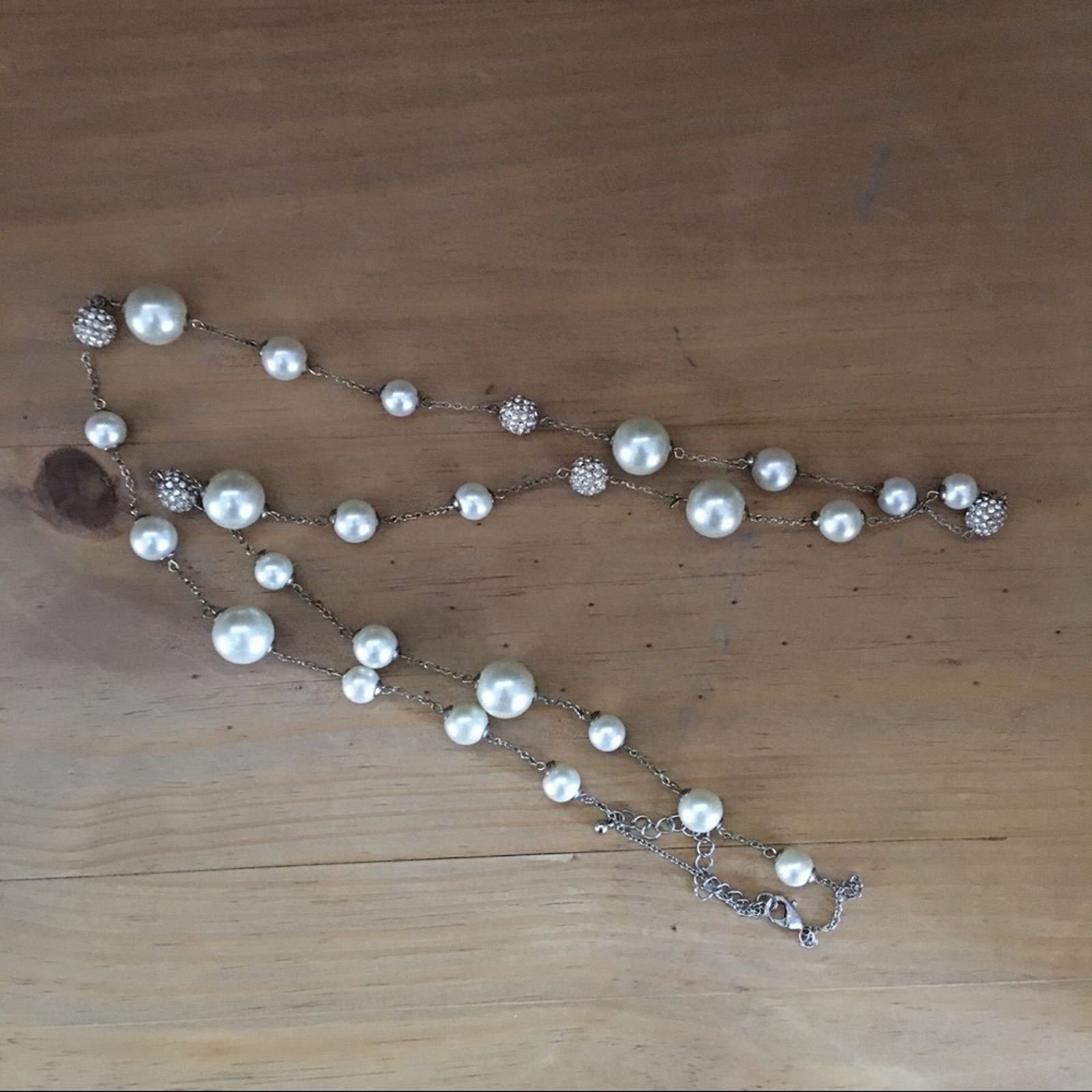Vintage Vintage 90s rhinestone disco ball pearl long necklace Size ONE SIZE - 6 Thumbnail