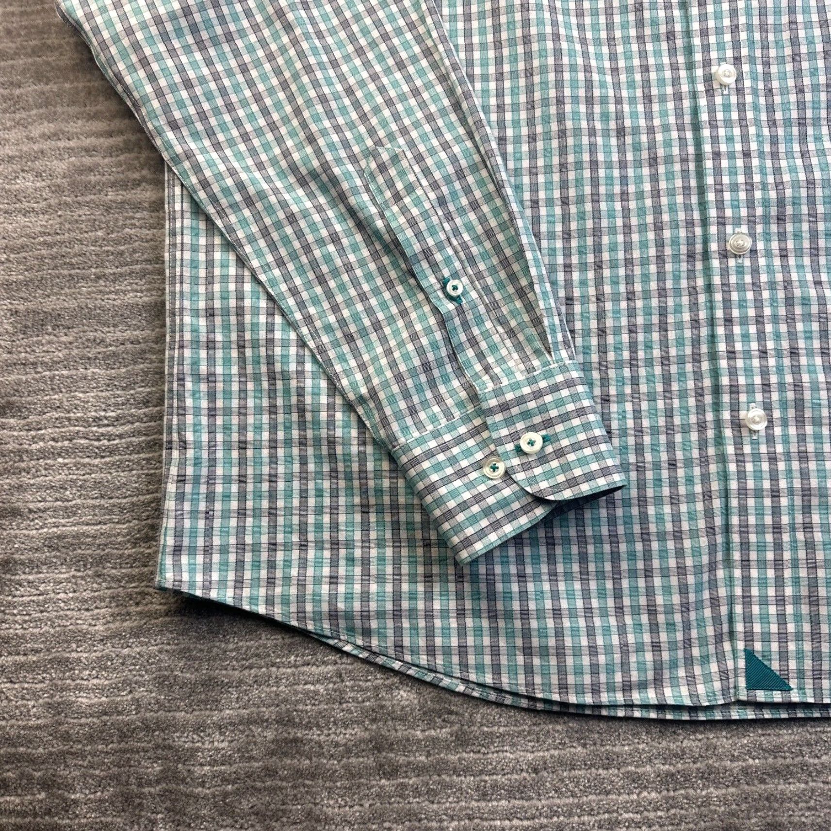 UNTUCKit UNTUCKit Shirt Mens XL Green Gingham Plaid Check Button-Up Long Sleeve Casual Workwear Cotton Wrinkle Free Size US XL / EU 56 / 4 - 4 Thumbnail
