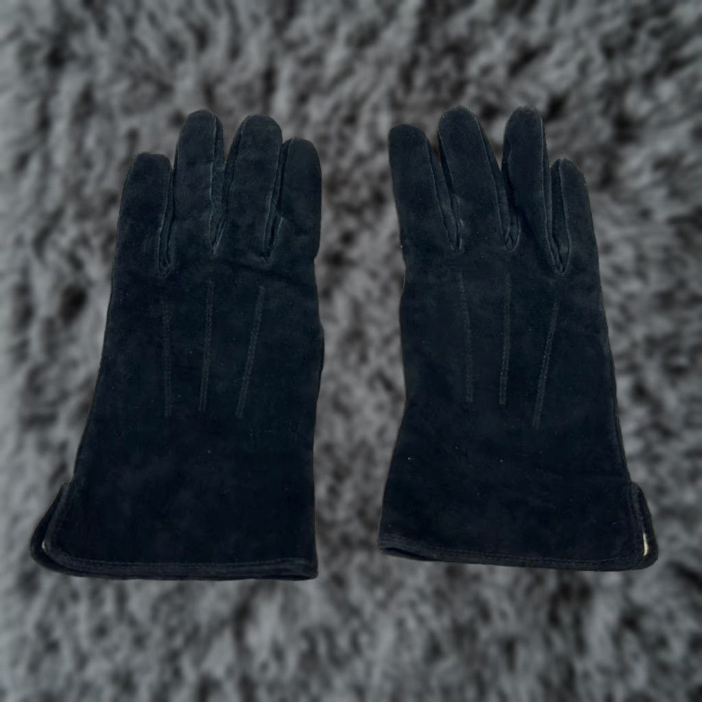 Wilson VINTAGE Wilson’s Leather Suede Gloves Women’s Medium Lined Black Glove Solid Pattern Womens M Black Suede Gloves Size ONE SIZE - 1 Thumbnail