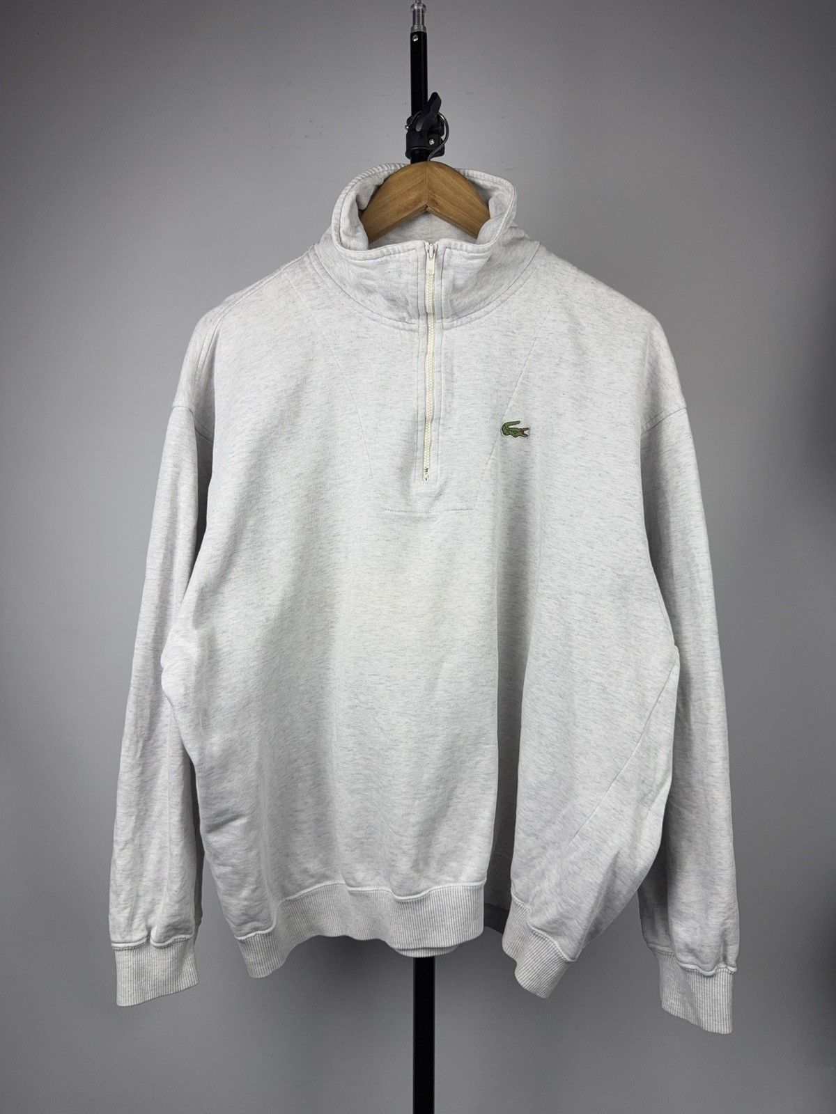 80s Chemise Lacoste Half Zip Sweatshirt Grey Made in France